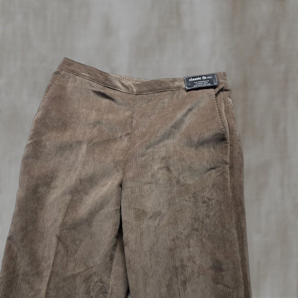 Vintage Alfred Dunner Solid Brown Pants Pull On Elastic Waist Adult Women's Size 14 Size 36" / US 14 / IT 50 - 1 Thumbnail