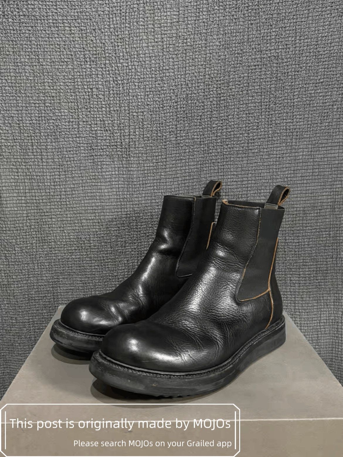 Sz 43 Rick Owens 19SS Wood Bottom Leather Boots