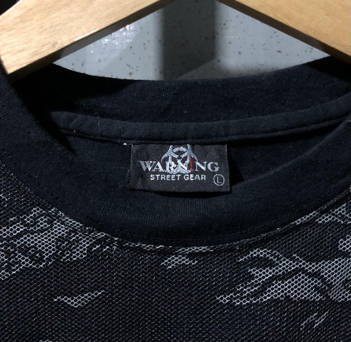 Japanese Brand Street Gear WARNING Biohazard Mesh Tribal Layered T-Shirt Size US L / EU 52-54 / 3 - 4 Thumbnail
