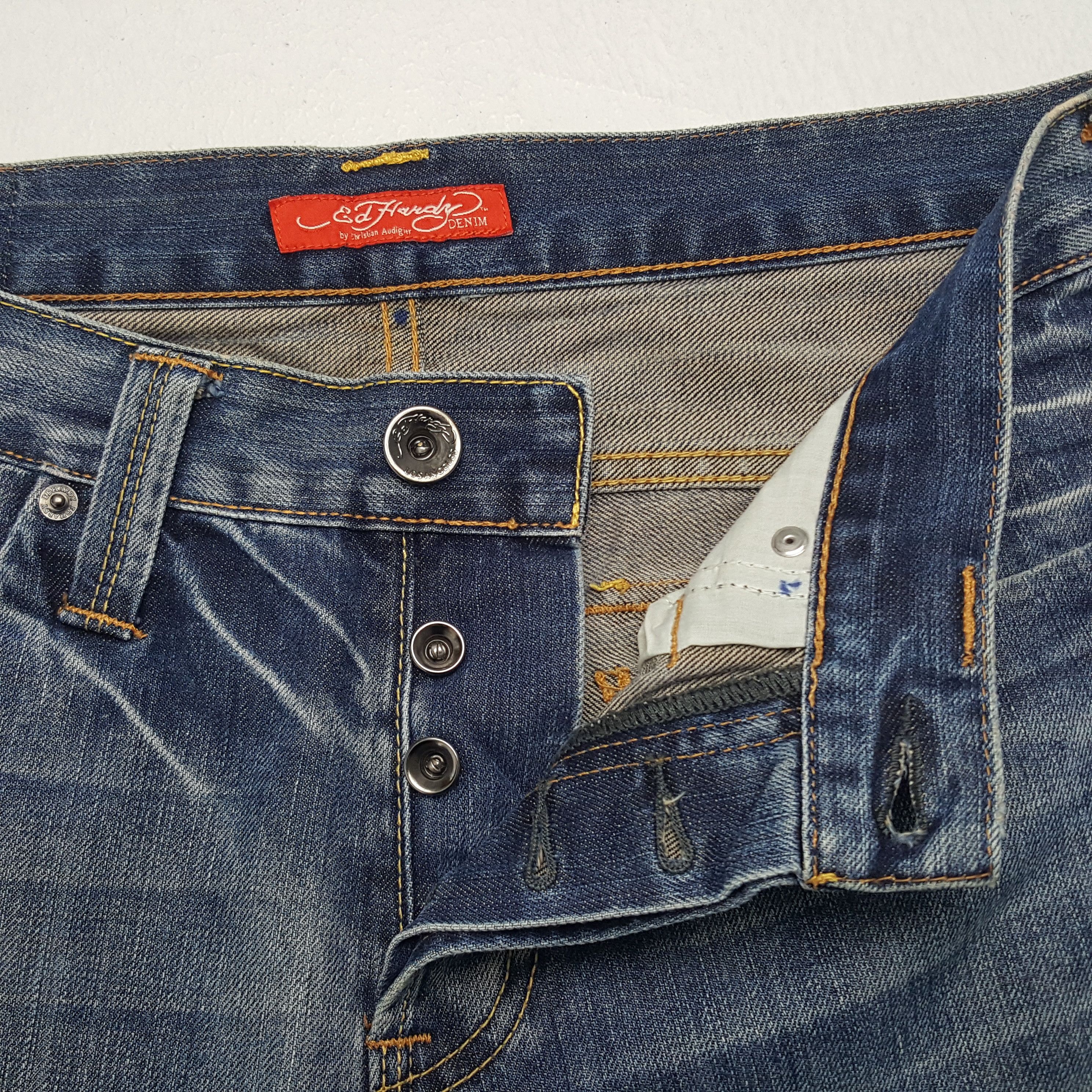 Ed Hardy × Vintage Vintage Ed Hardy USA Custom Art Big Logo Denim Jeans Size US 32 / EU 48 - 12 Thumbnail