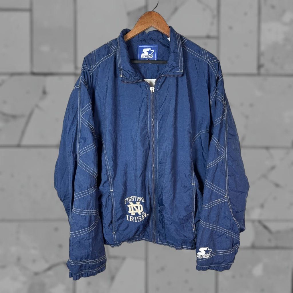 Starter VTG STARTER Notre Dame FULL ZIP Windbreaker Jacket MENS XL Size US XL / EU 56 / 4 - 1 Thumbnail