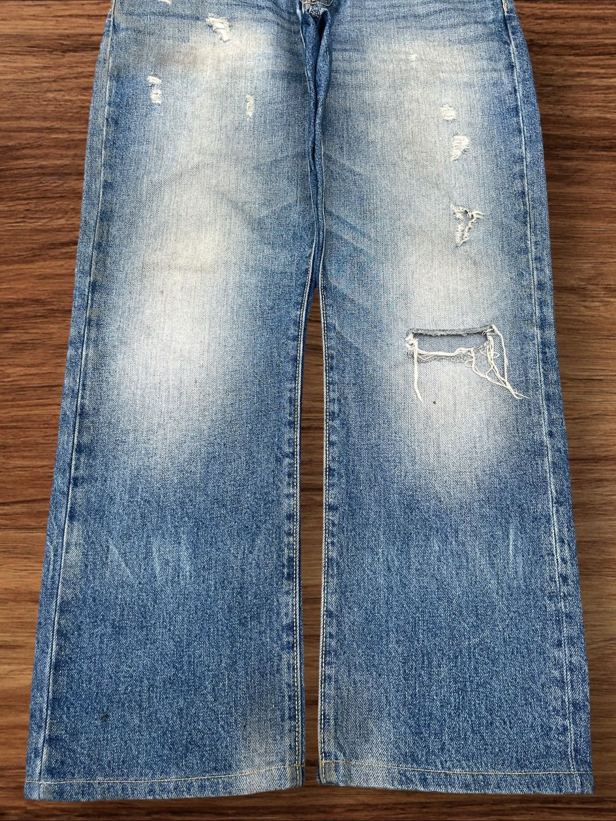 Japanese Brand Vintage Japanese Brand Blue Washed Distressed Straight Jeans Size US 33 - 5 Thumbnail