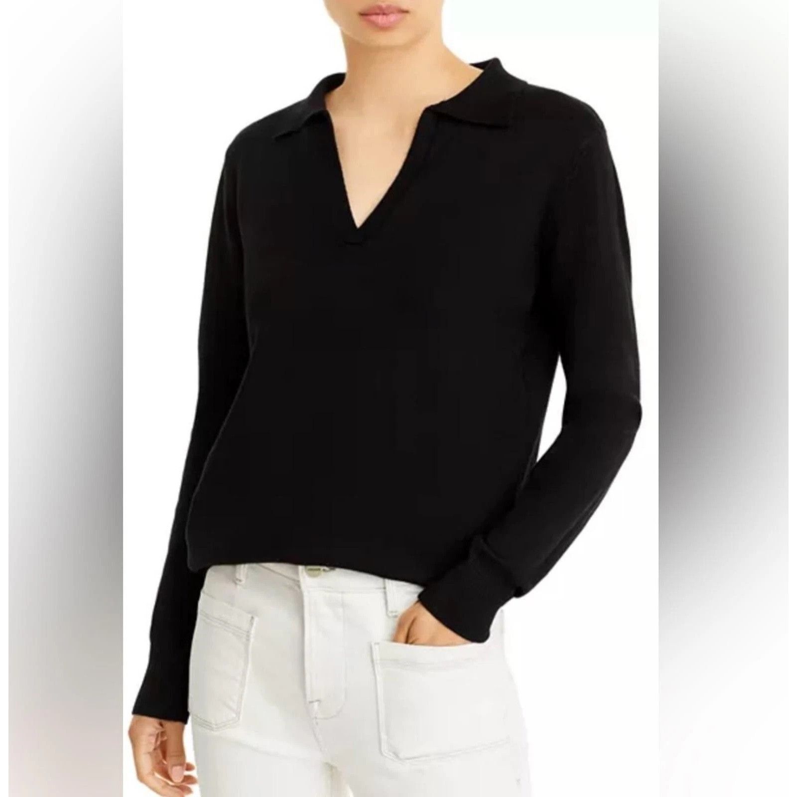 REVOLVE LBLC the Label Black Callie V-Neck Collared Sweater - Sz M Size M / US 6-8 / IT 42-44 - 1 Thumbnail