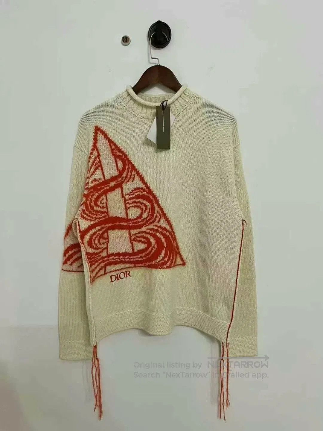 Dior dior cream triangle fringe embroidered logo sweater. Size S / US 4 / IT 40 - 1 Thumbnail