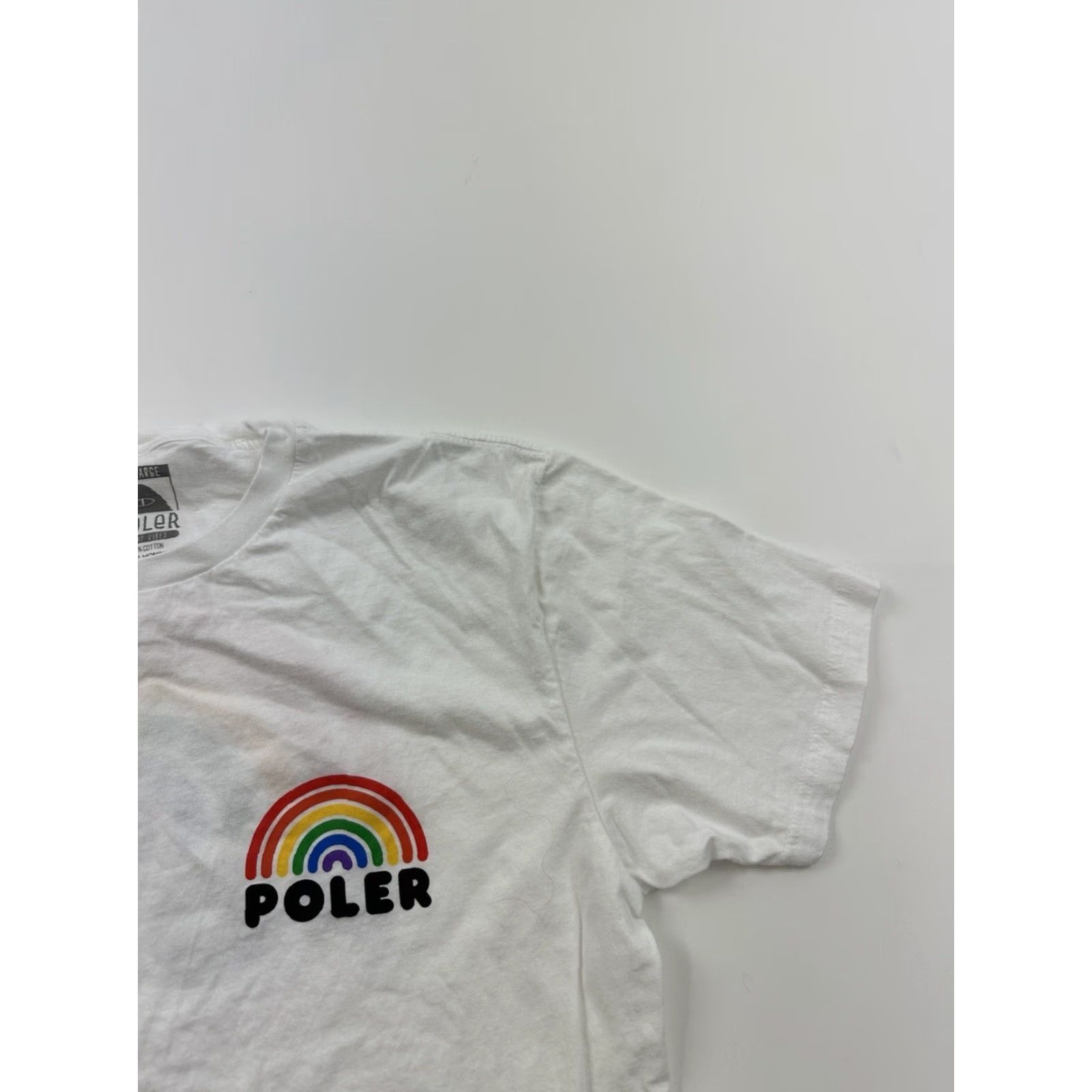 Poler VINTAGE Poler Shirt Men L White Rainbow Print Short Sleeve Camp Vibes Size US L / EU 52-54 / 3 - 3 Thumbnail
