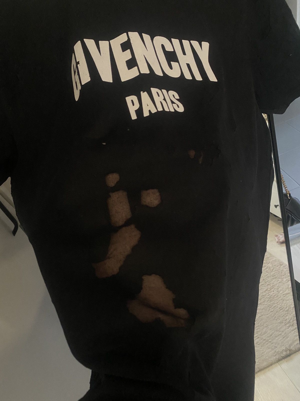 Givenchy Givenchy Luxury Black distressed tee hype drill tee Size US L / EU 52-54 / 3 - 6 Thumbnail