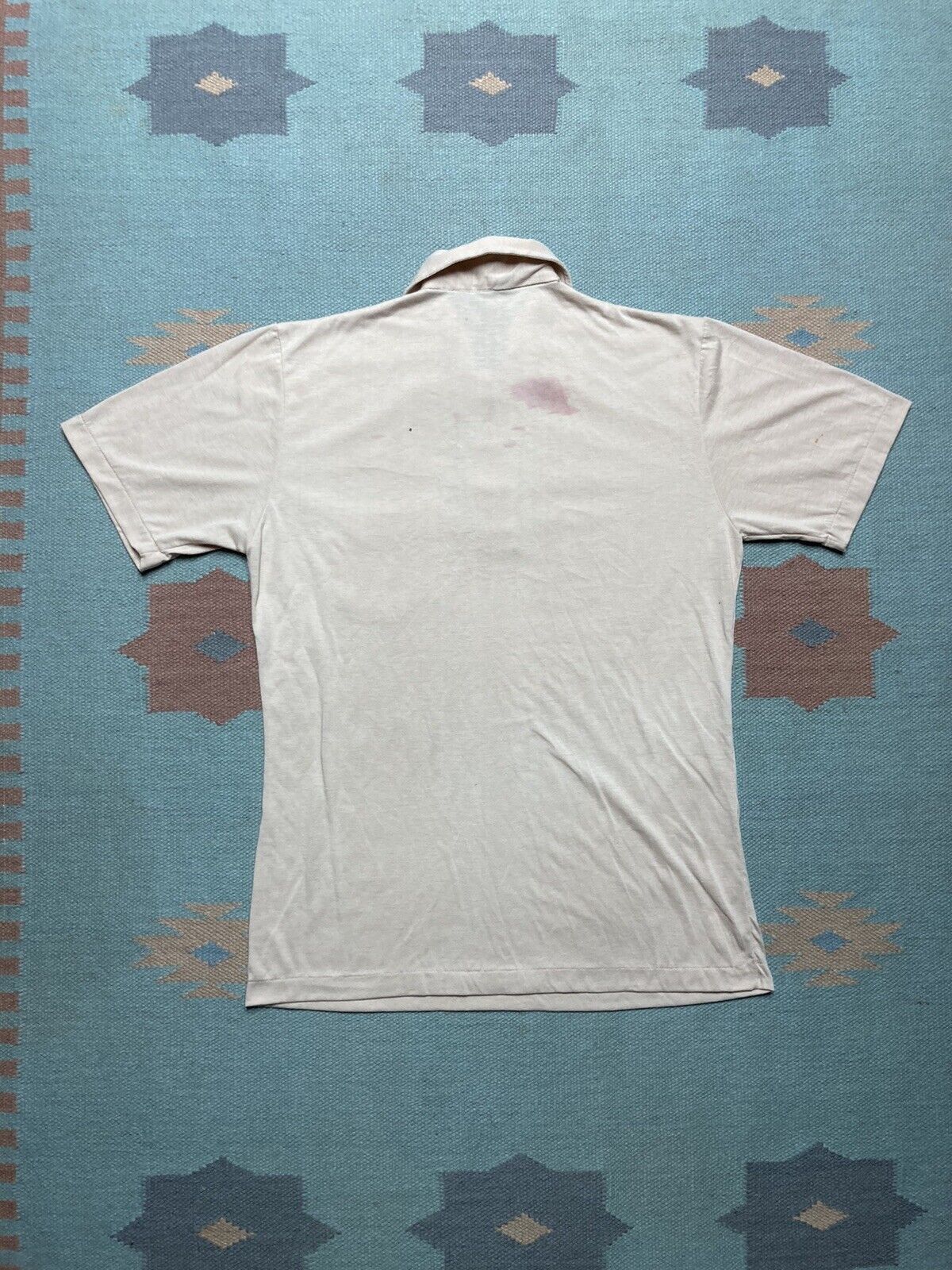Vintage VTG 70s cotton polo shirt short sleeve soft thin beige M Size US M / EU 48-50 / 2 - 5 Thumbnail