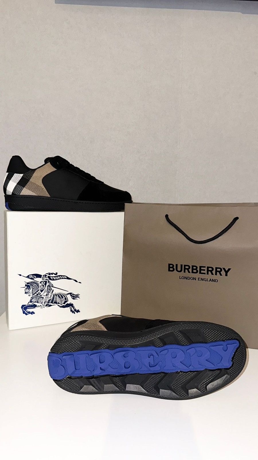 Burberry Burberry Low-Top Sneakers – Check Panel – Black – OG All Size US 9.5 / EU 42-43 - 5 Thumbnail