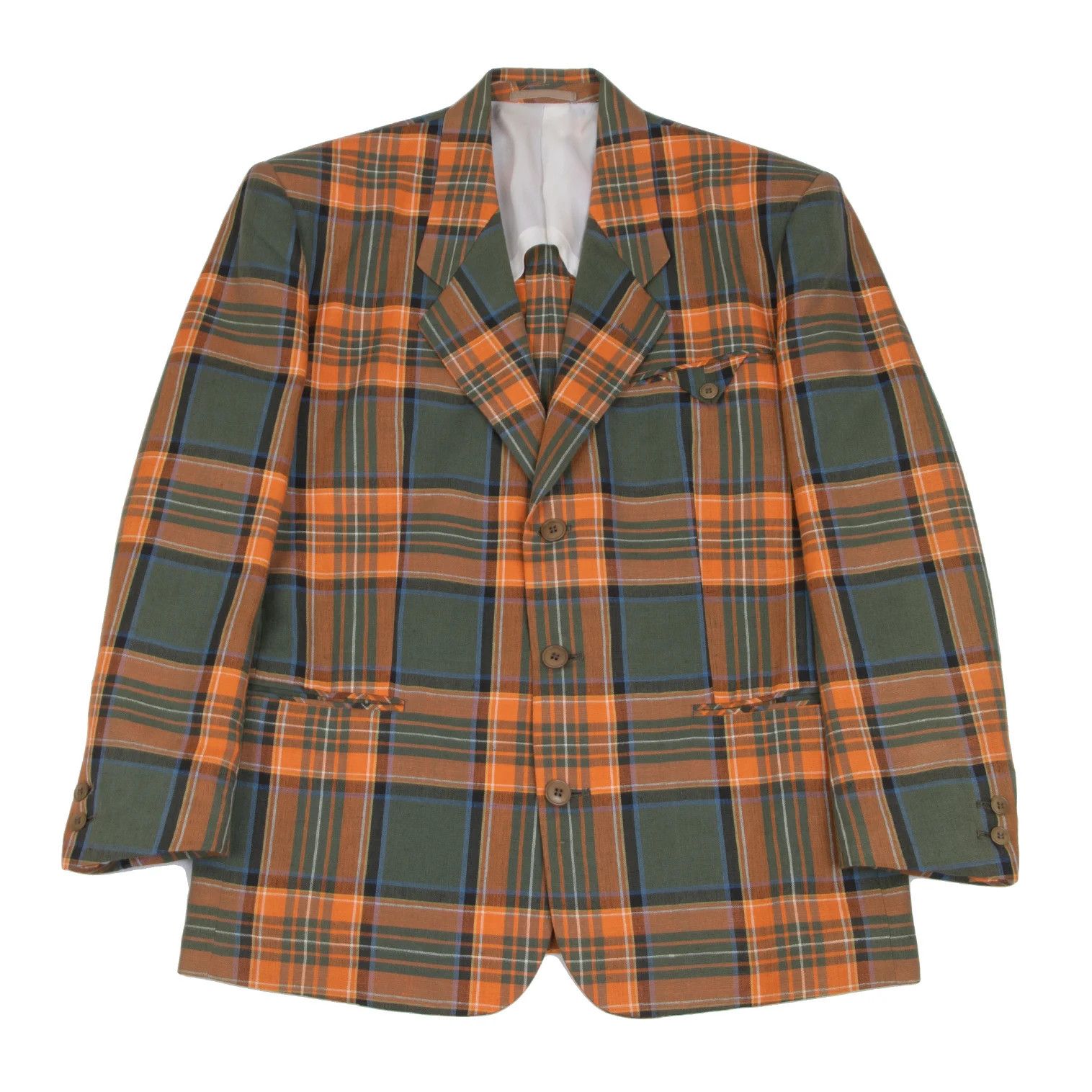 Jean Paul Gaultier Linen Cotton Tartan Check 3B Jacket Multi M Size Size US M / EU 48-50 / 2 - 1 Thumbnail