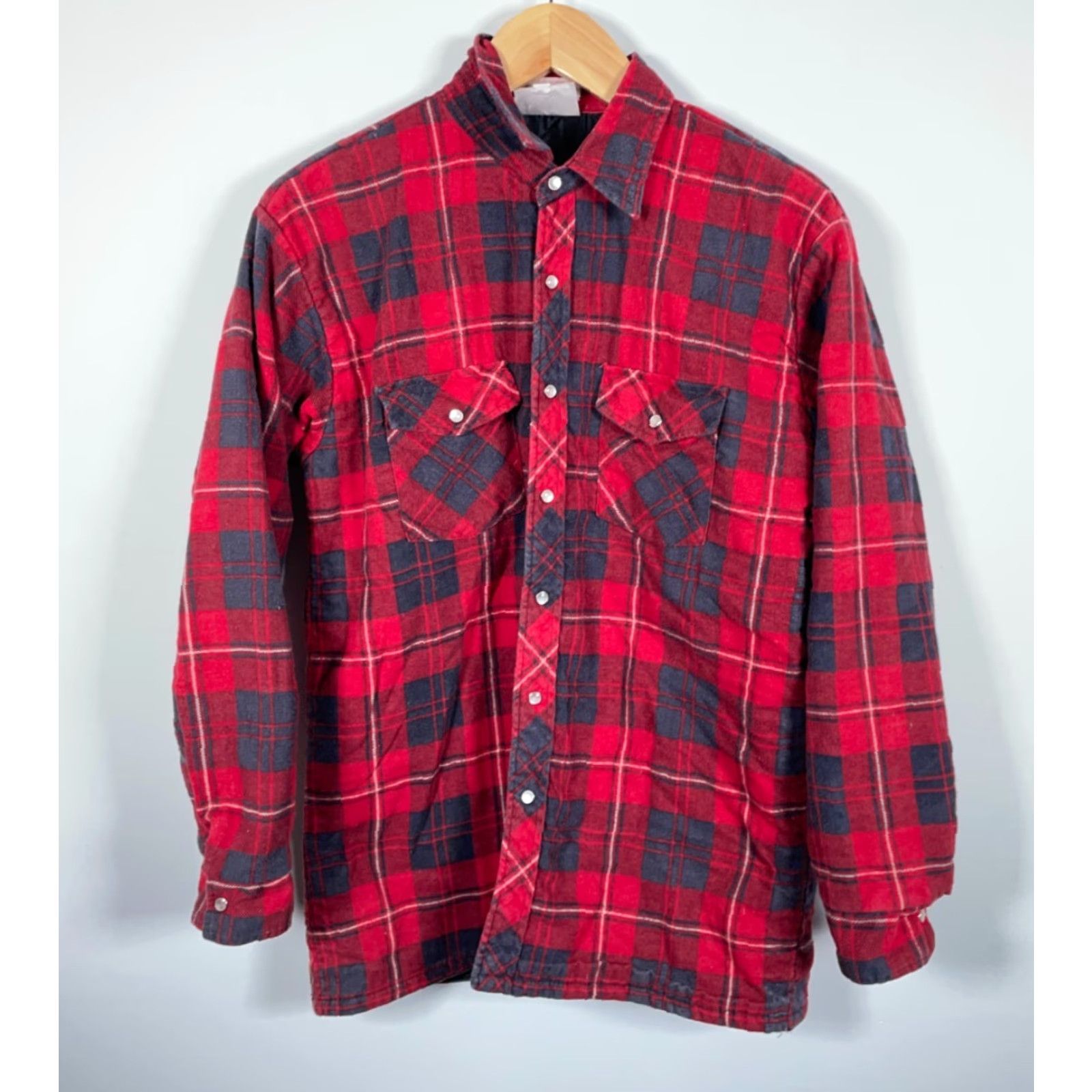 Vintage VINTAGE Hunting Club Flannel Shirt Jacket Mens M Red Plaid Pearl Snap Shacket Size US M / EU 48-50 / 2 - 2 Thumbnail