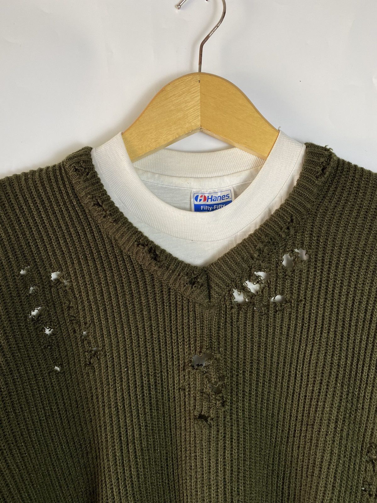 distressed knitwear v neck kurt cobain style
