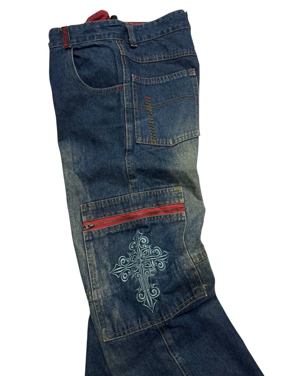 Beauty Beast 💥Baggy💥Vtg 90s Japanese Mudwash Zipper Pocket Cargo Size US 27 - 10 Thumbnail
