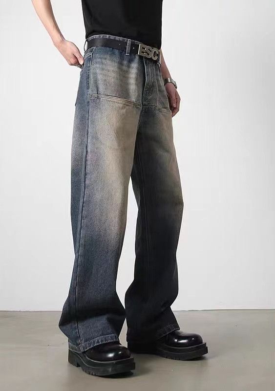 Japanese Brand × Jean Retro distressed blue washed patchwork pocket jeans Size US 34 / EU 50 - 2 Thumbnail