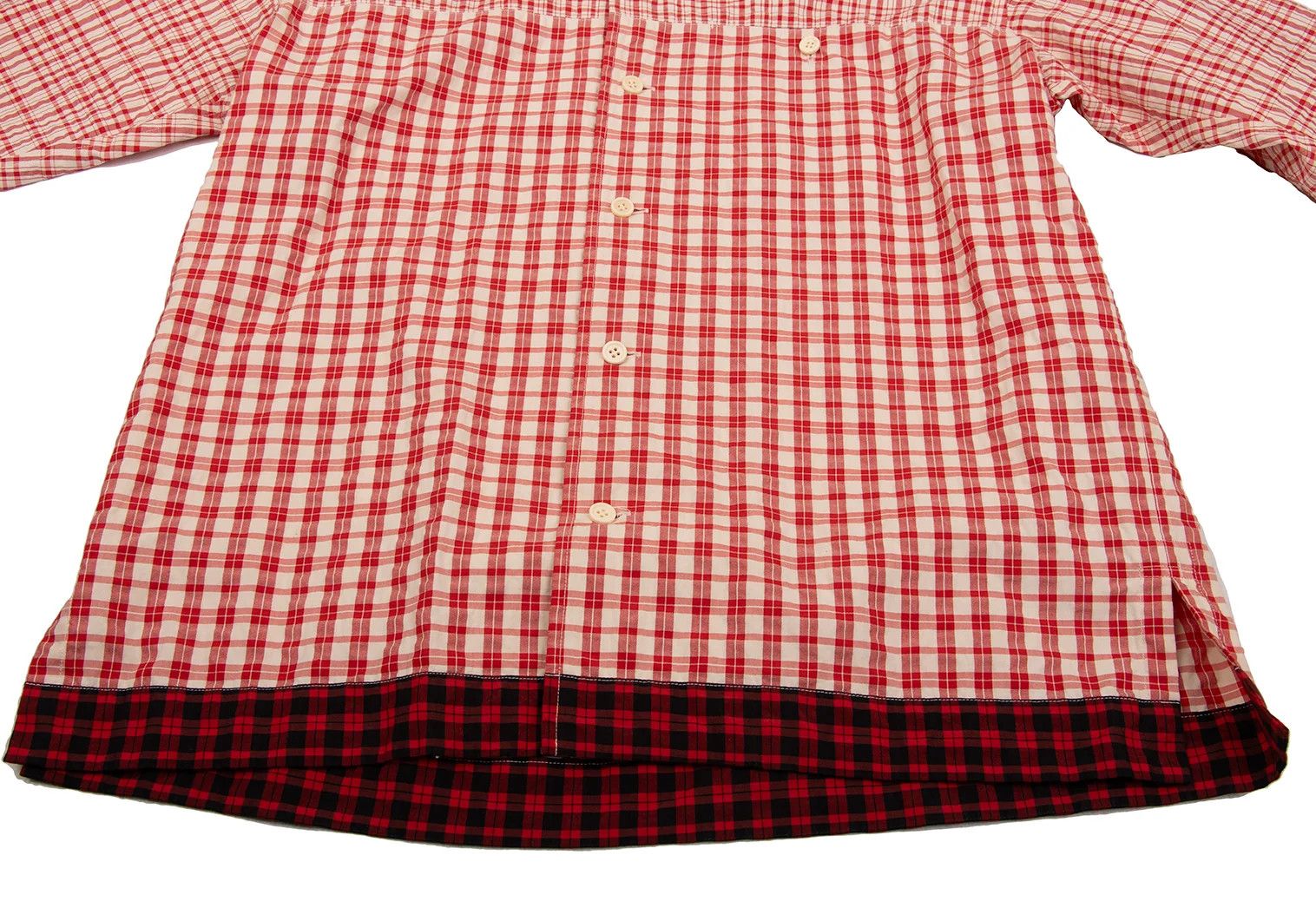Issey Miyake Multi-Check Panel Long Sleeve Shirt in Red Beige Black Size US M / EU 48-50 / 2 - 11 Thumbnail
