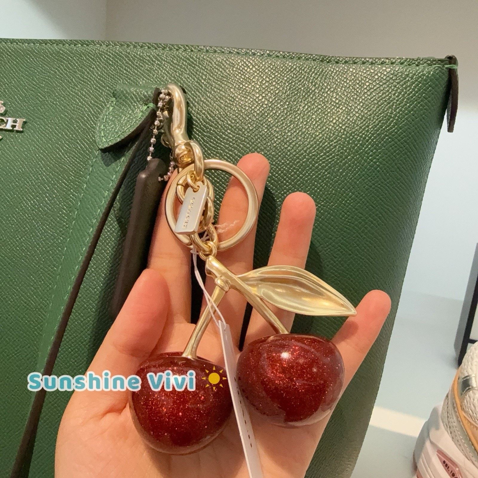 Coach NWT COACH Cherry Red Gold Keychain Bag Charm 77840（no bag） Size ONE SIZE - 3 Thumbnail