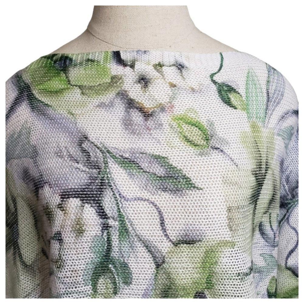 Designer CT876 Look Mode Ladies Green and Blue Floral Sweater M Size M / US 6-8 / IT 42-44 - 2 Thumbnail