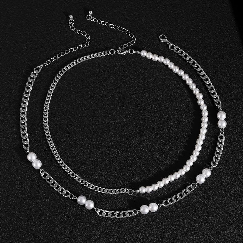 Jewelry 2pc Retro Punk Pearl Necklace Size ONE SIZE - 4 Thumbnail