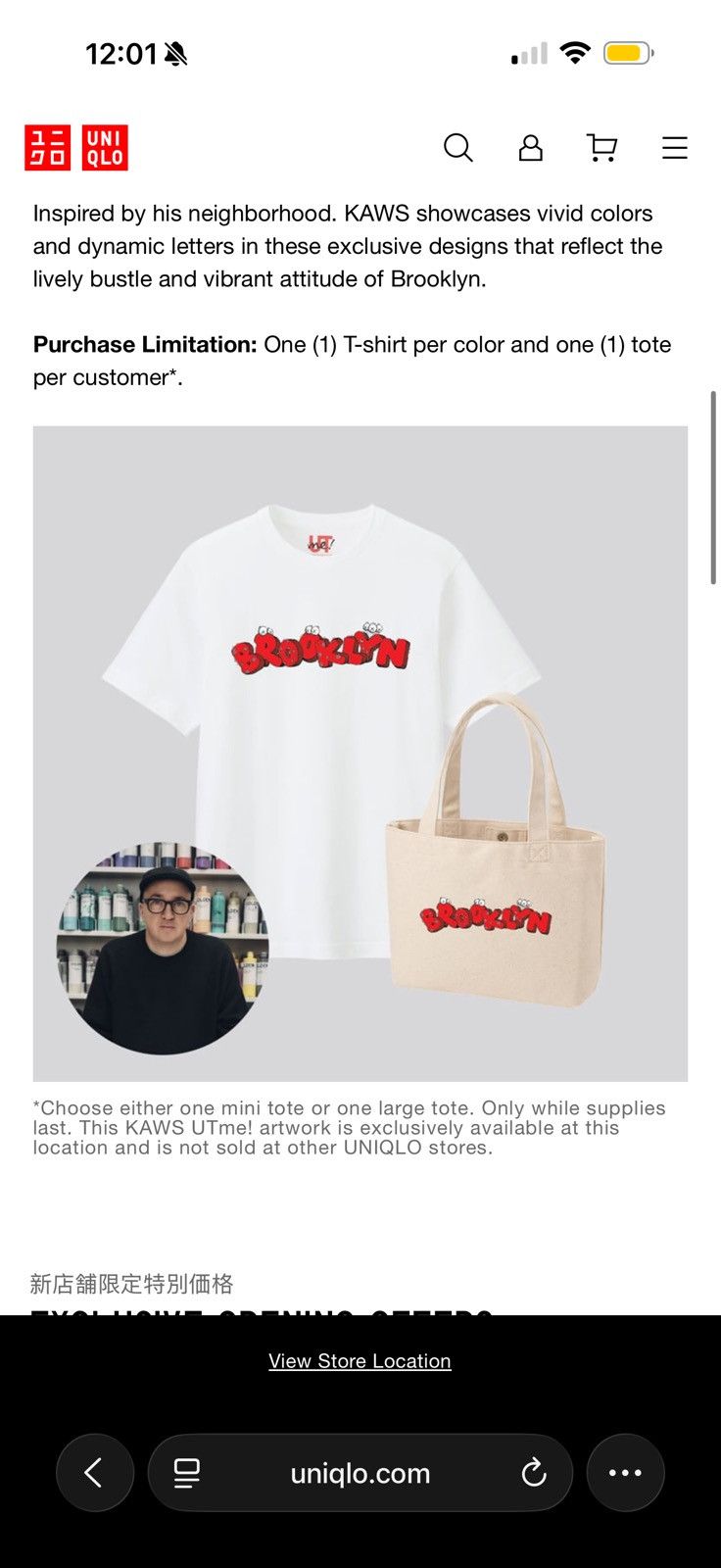 Kaws × Uniqlo Uniqlo Kaws Brooklyn Exclusive T-Shirt Size US L / EU 52-54 / 3 - 6 Thumbnail
