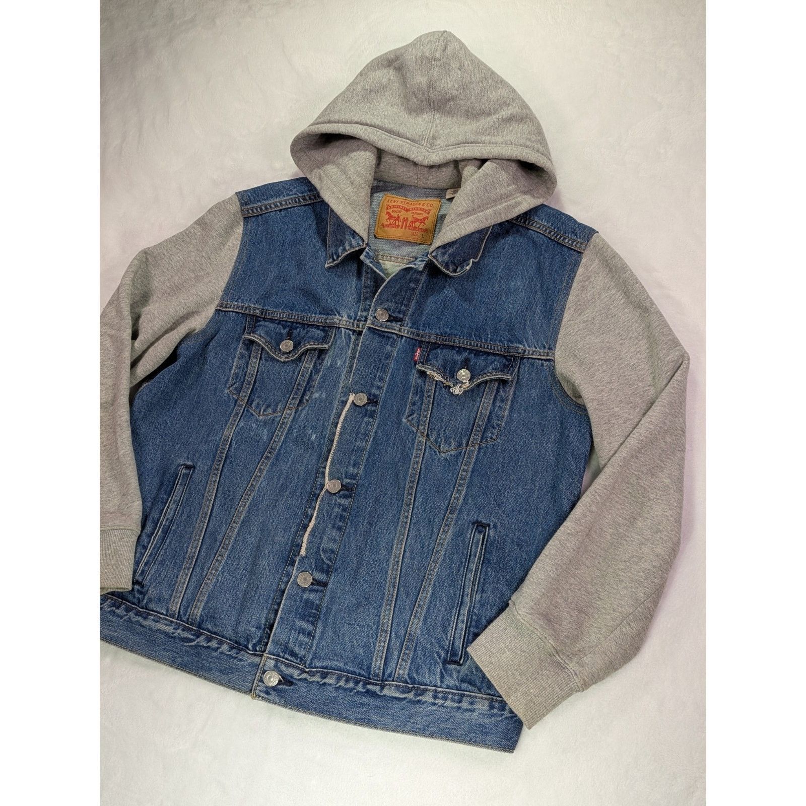 Levi's Custom Levi’s Barbed Wire Bleached Hooded Trucker Jacket L Size US L / EU 52-54 / 3 - 3 Thumbnail