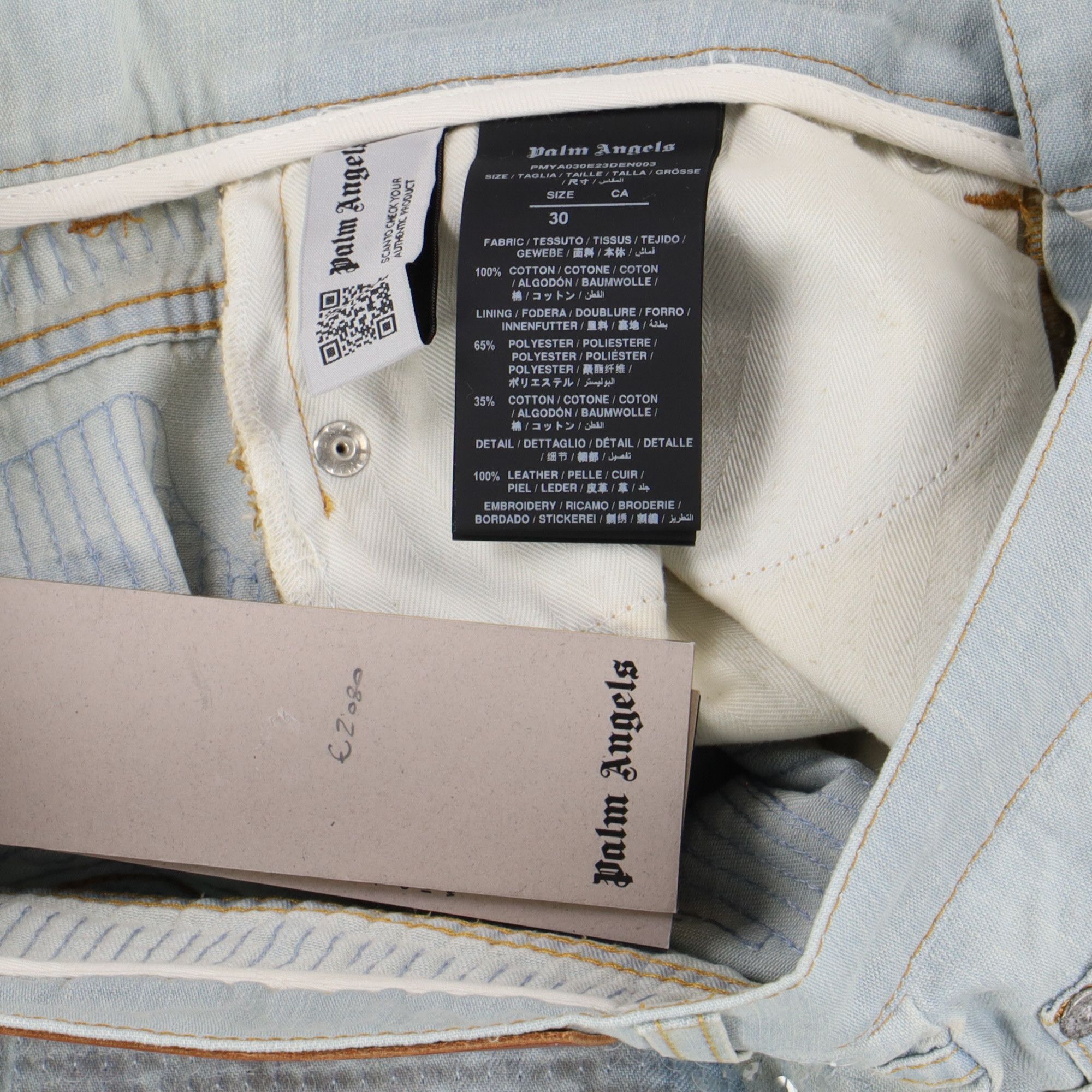 Palm Angels Sequin Embellished Ripped Straight-Leg Jeans Size US 30 / EU 46 - 5 Thumbnail