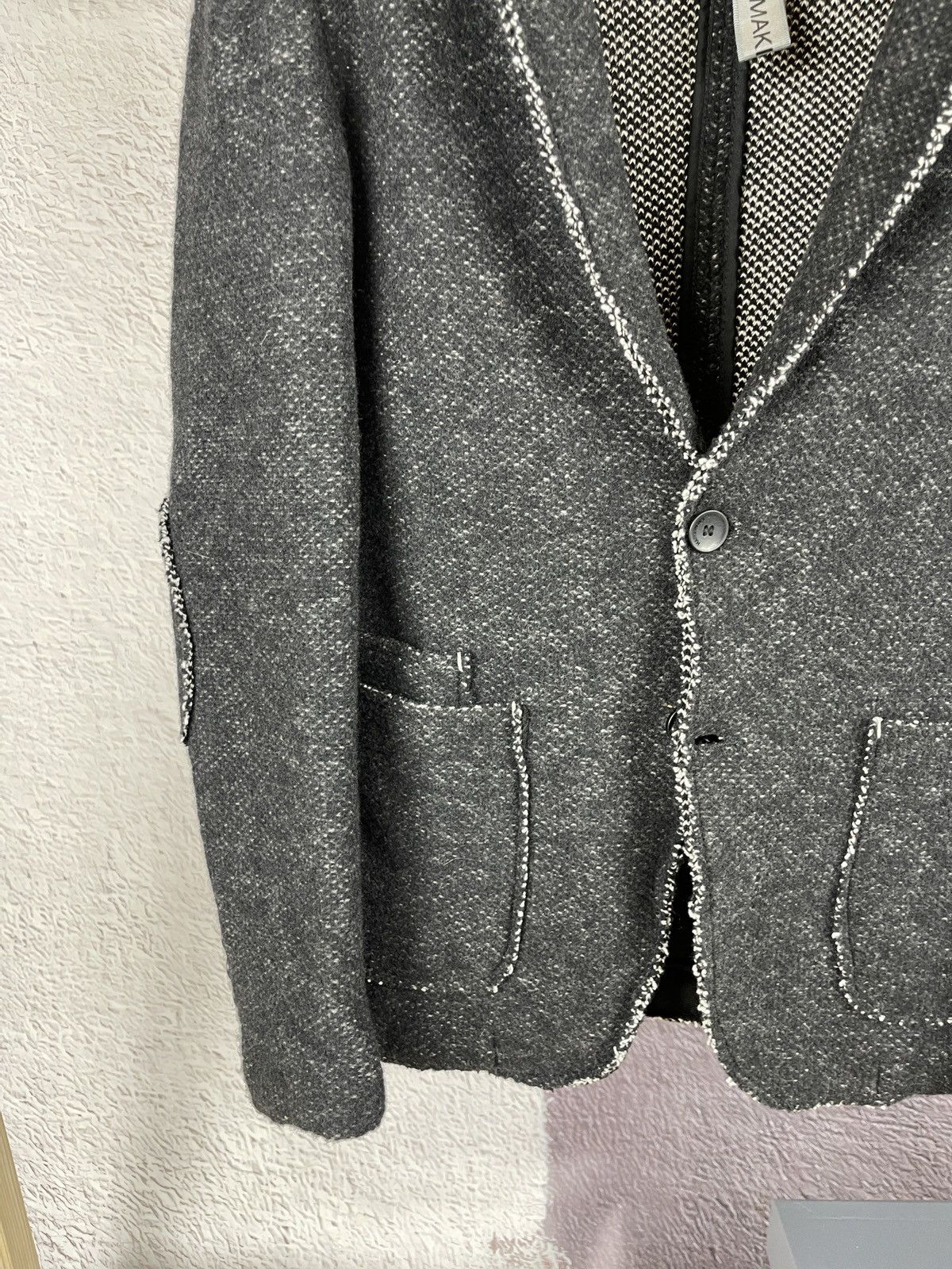 HAMAKI-HO Hamaki-Ho wool cotton grey knitted blazer 2 button Size 42R - 6 Thumbnail