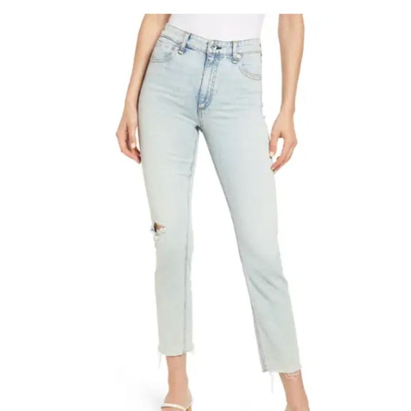 Rag & Bone Rag & Bone Nina Ripped High Waist Ankle Cigarette Jeans Jade Size 27" / US 4 / IT 40 - 1 Thumbnail