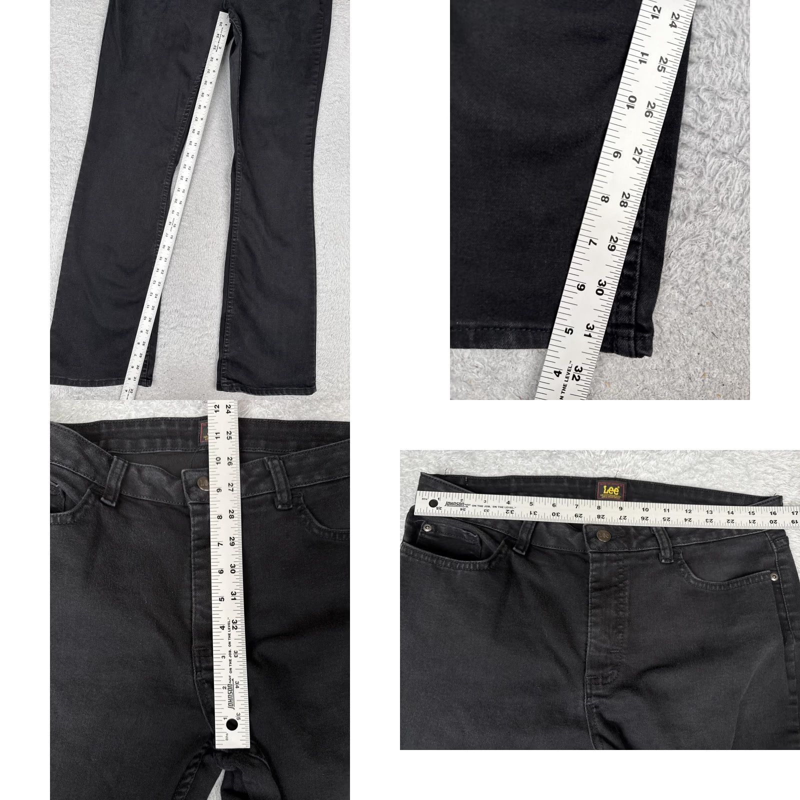 Lee LEE Jeans Womens 12 Bootcut Denim High Rise Black Dark Wash Stretch Casual 32x32 Size 34" / US 12 / IT 48 - 8 Thumbnail