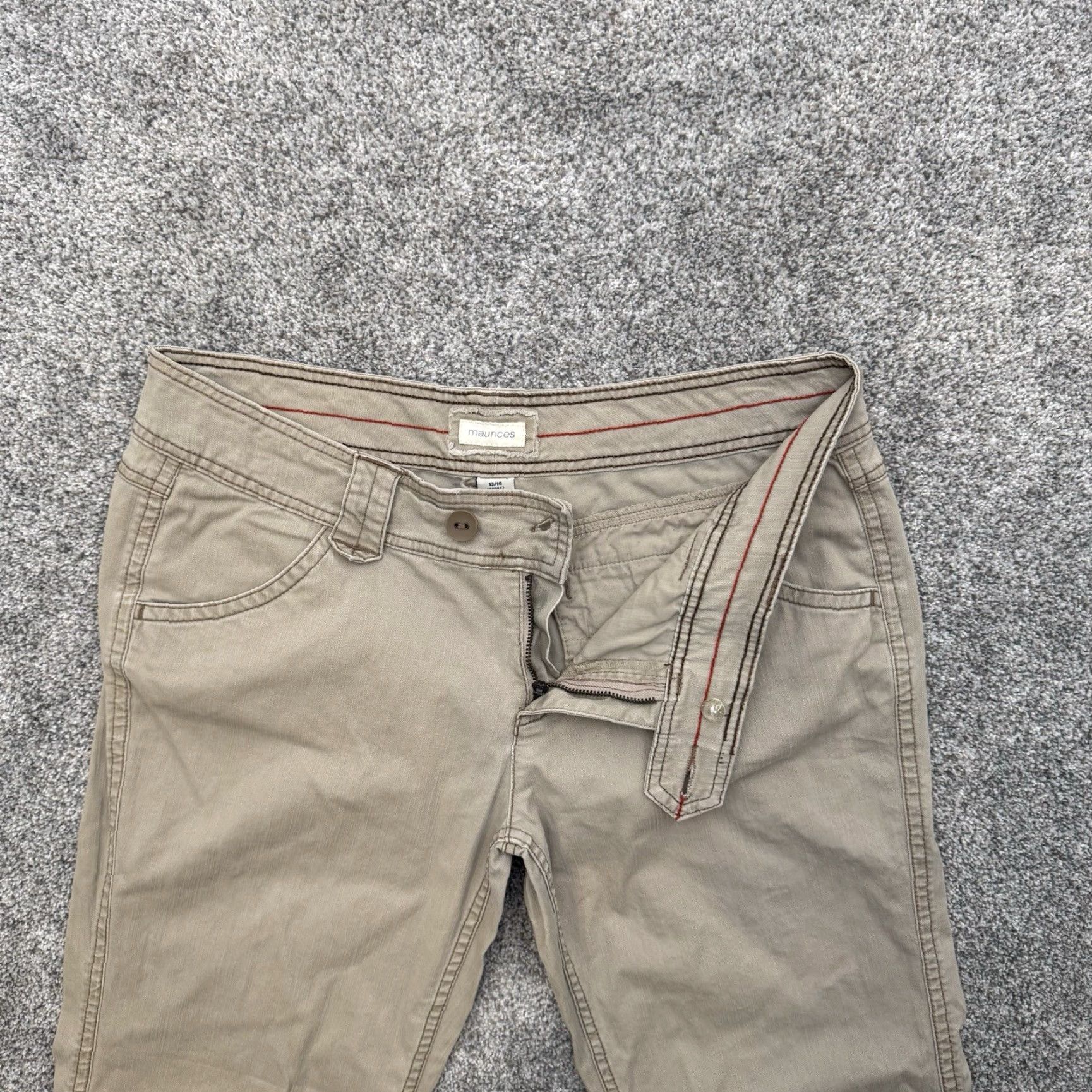 Vintage Maurices Khaki Pants Pants Maurices Khaki Pants 14 Petite Women Bootcut Retro Y2K Casual Beige Cotton Spandex Zip Button Short Flare/Mall Girl Size 36" / US 14 / IT 50 - 6 Thumbnail
