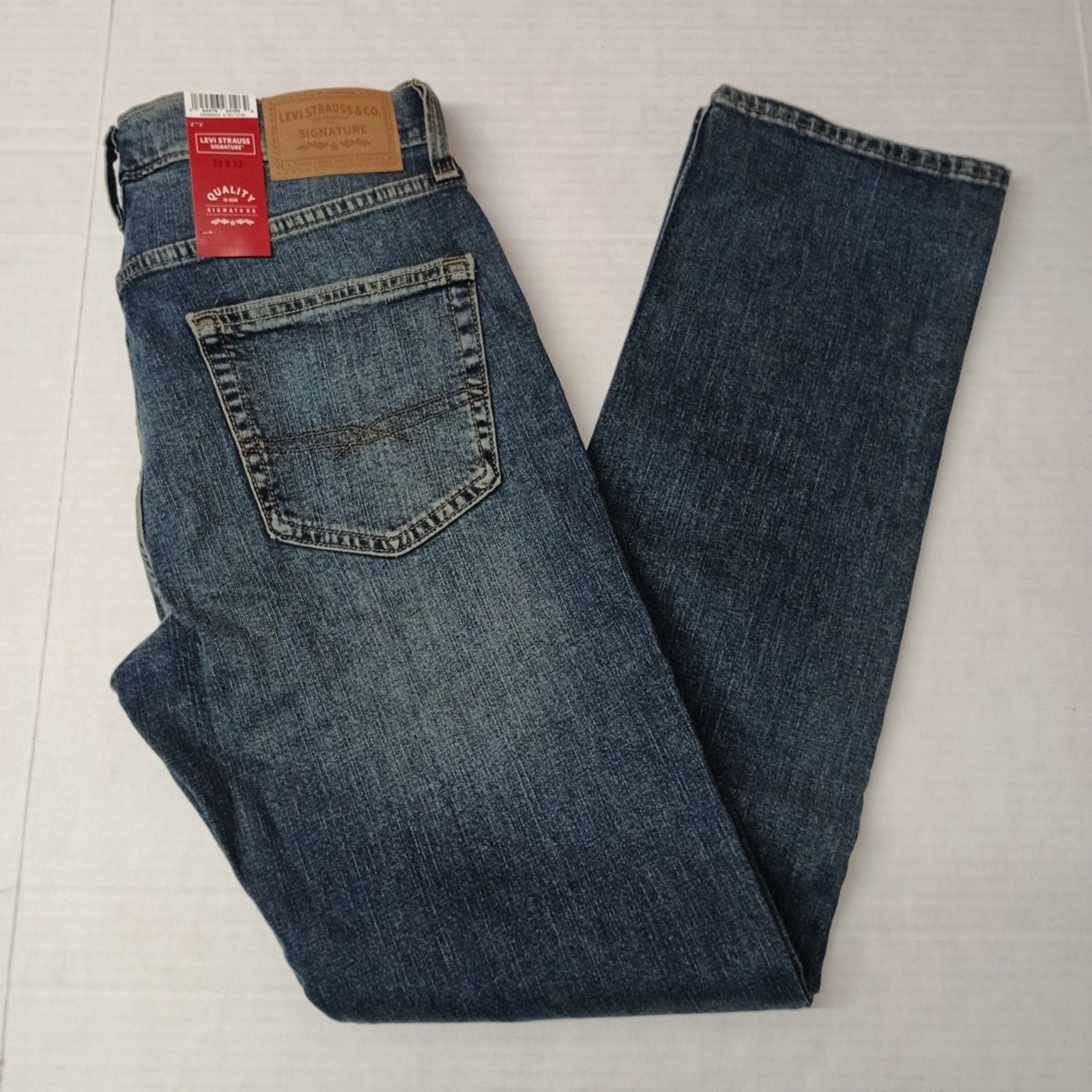 Levi's Signature By Levi Straight Jeans Mens 30x32 Blue Cotton Flex Size US 30 / EU 46 - 1 Thumbnail