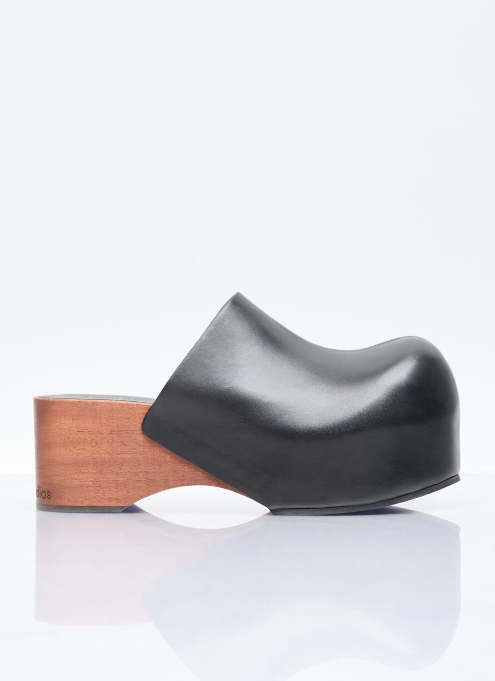 image of Acne Studios Leather Wood Clogs Shoes in Black, Women's (Size 6)