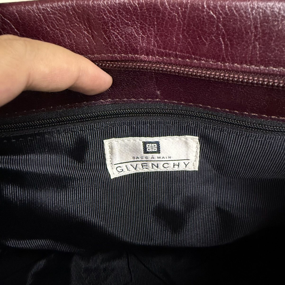 Givenchy Authentic Vintage Givenchy Leather Mahogany Red Handbag Size ONE SIZE - 16 Thumbnail