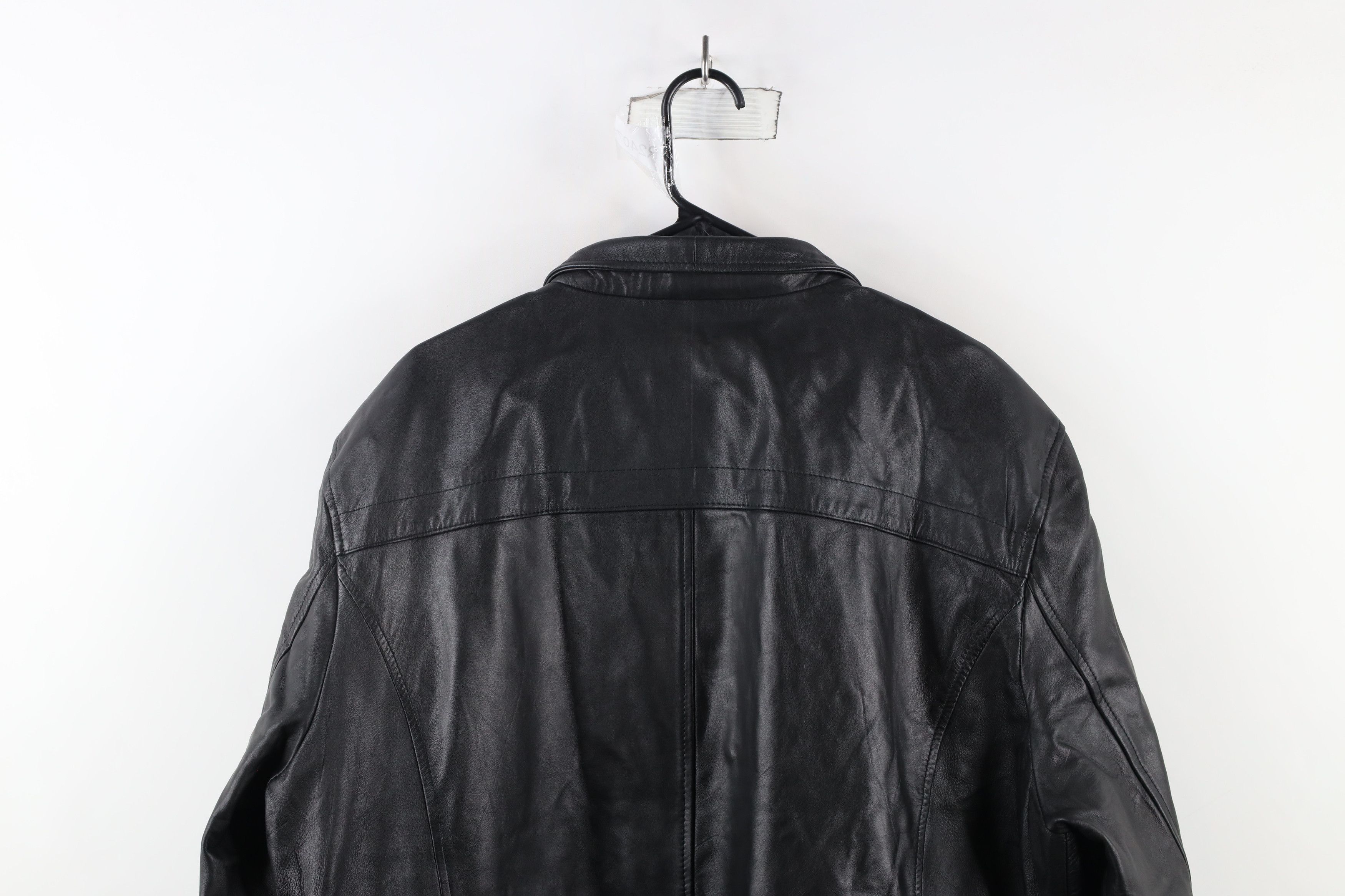 Vintage Vintage 90s Streetwear Elbow Patch Leather Jacket Coat Black Size US XXL / EU 58 / 5 - 14 Thumbnail