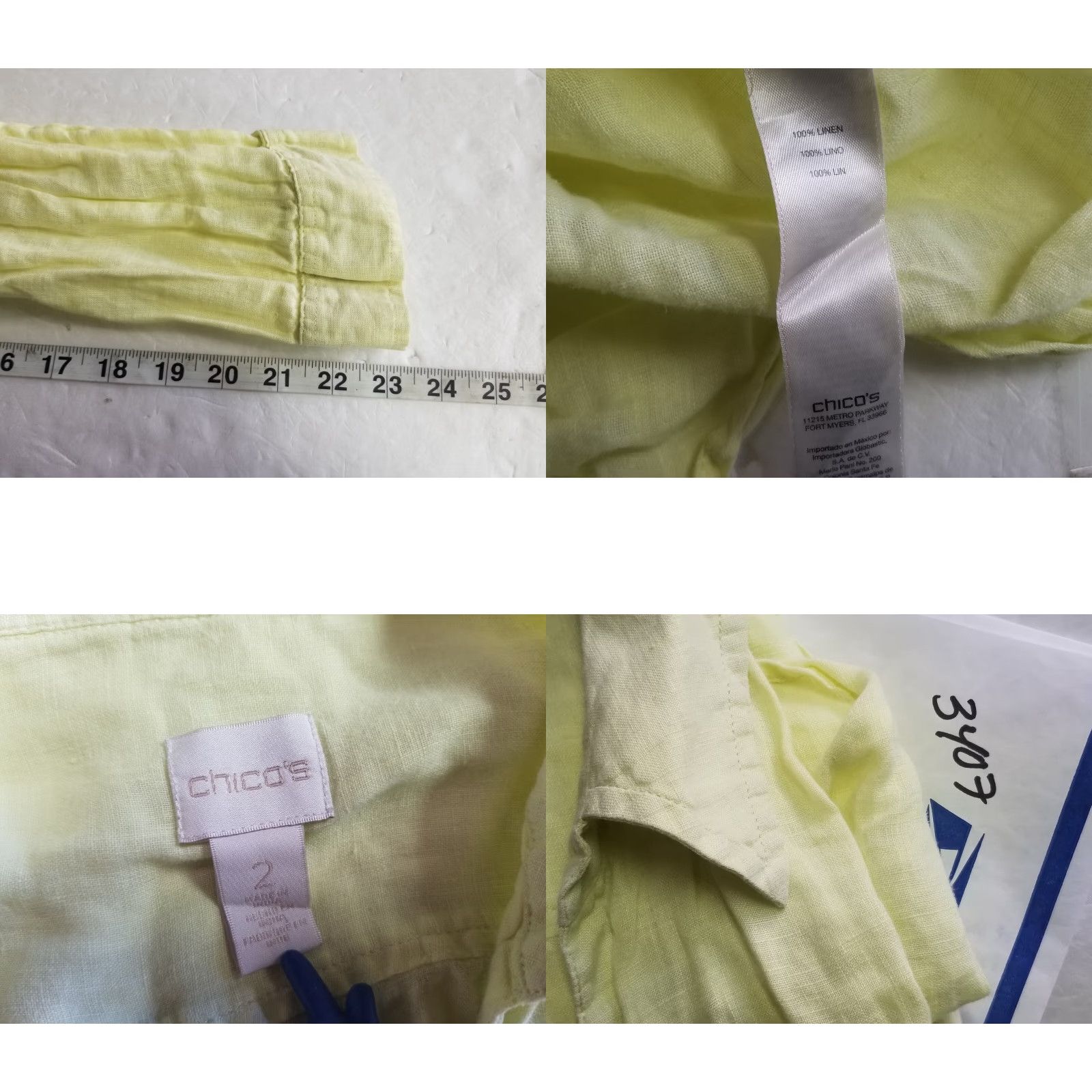 Vintage Chico's Shirt Button-Up Linen 100% Size 2 Large Yellow Womens Size L / US 10 / IT 46 - 8 Thumbnail