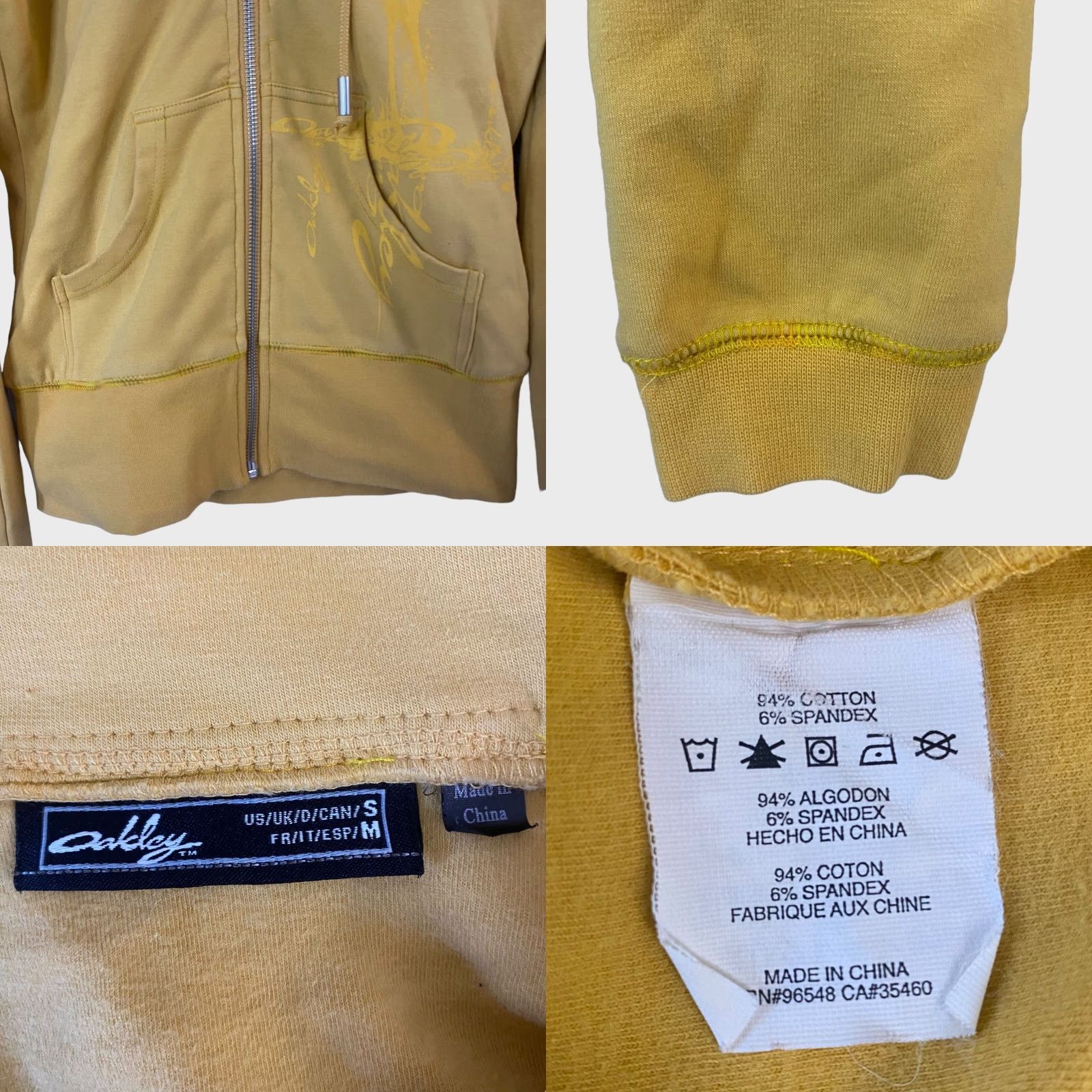 Oakley VINTAGE Oakley Hoodie Women's Small Yellow Y2K Graphic Full Zip Sweatshirt Long Sleeve Activewear Size S / US 4 / IT 40 - 8 Thumbnail