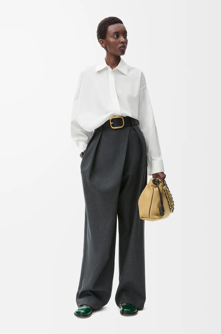 Loewe o1loc1c0525 Draped Shirt In Cotton in White Size L / US 10 / IT 46 - 2 Thumbnail