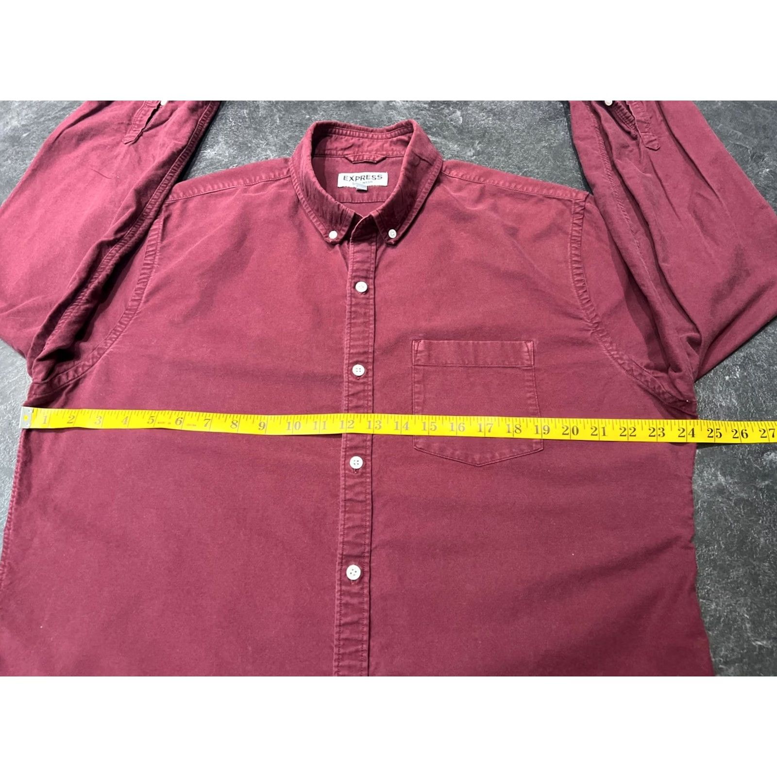 Express Express Button-Up Shirt Men XL Maroon Cotton Woven Long Sleeve Collared Button-Down Casual Size US XL / EU 56 / 4 - 6 Thumbnail