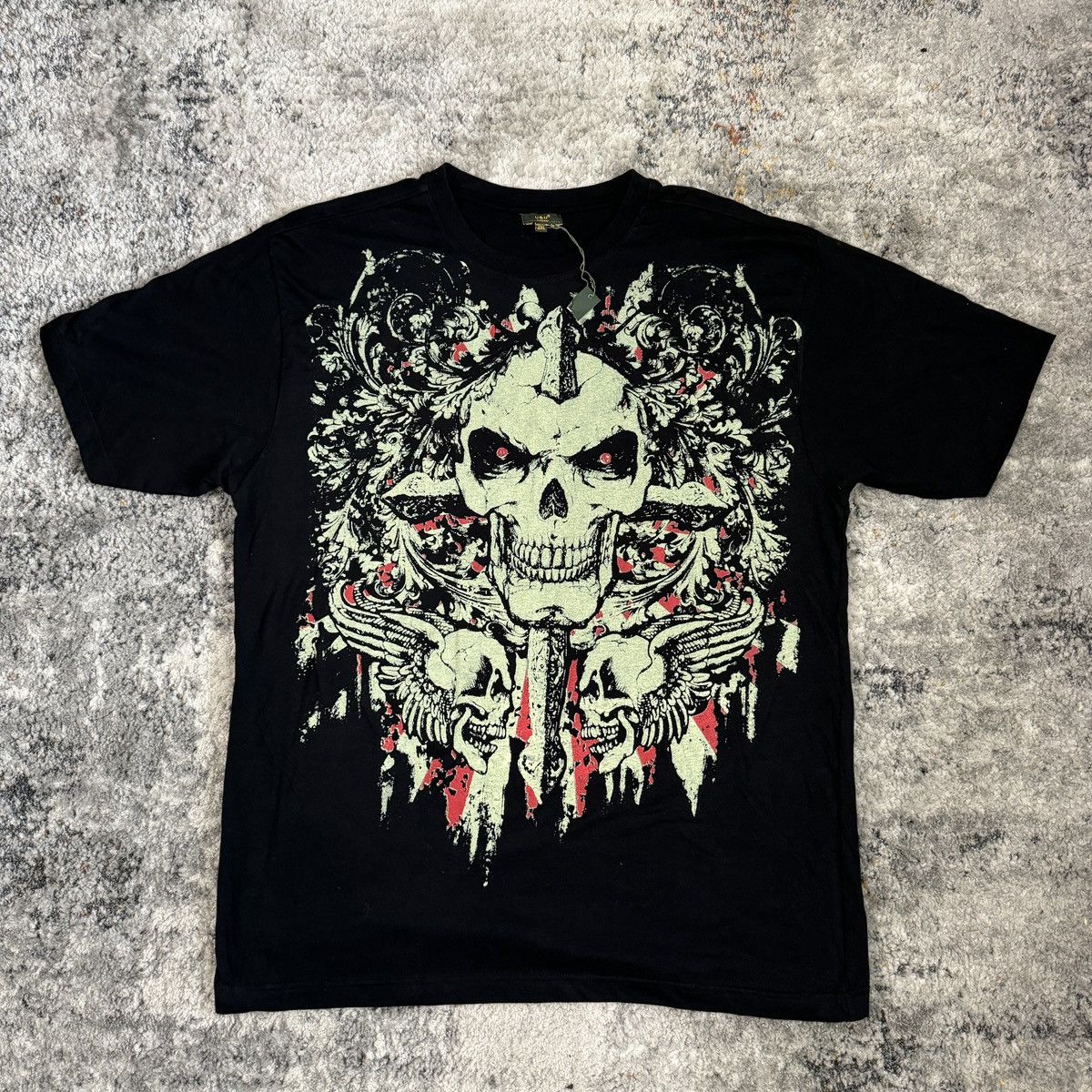Affliction × JNCO × Vintage Vintage y2k affliction cybergoth skull n bones t shirt Size US XL / EU 56 / 4 - 1 Thumbnail