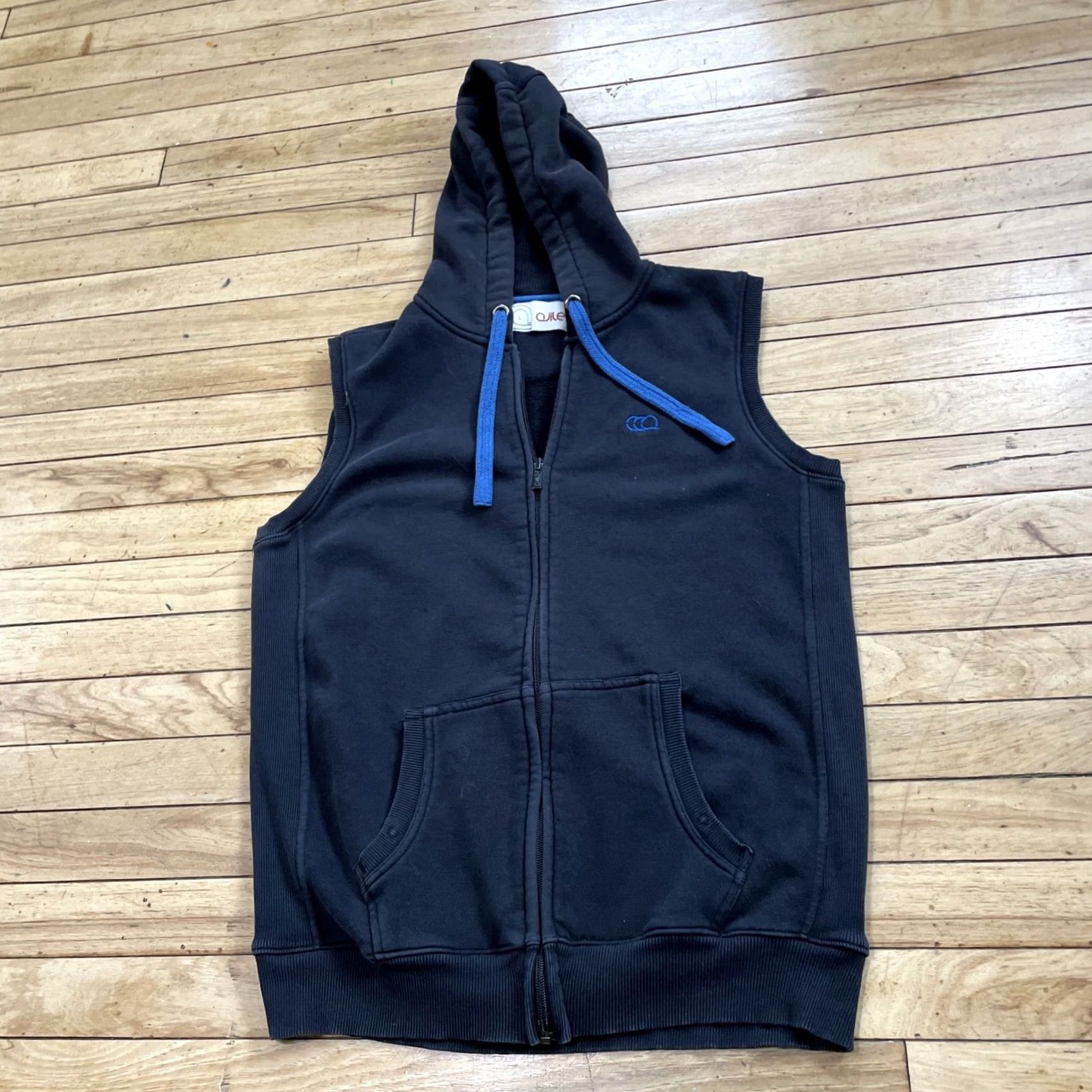 Vintage AJILE Knit Vest Adult L Blue Full Zip Sport Hoodie Drawstring Retro Active L 38" Size US L / EU 52-54 / 3 - 3 Thumbnail