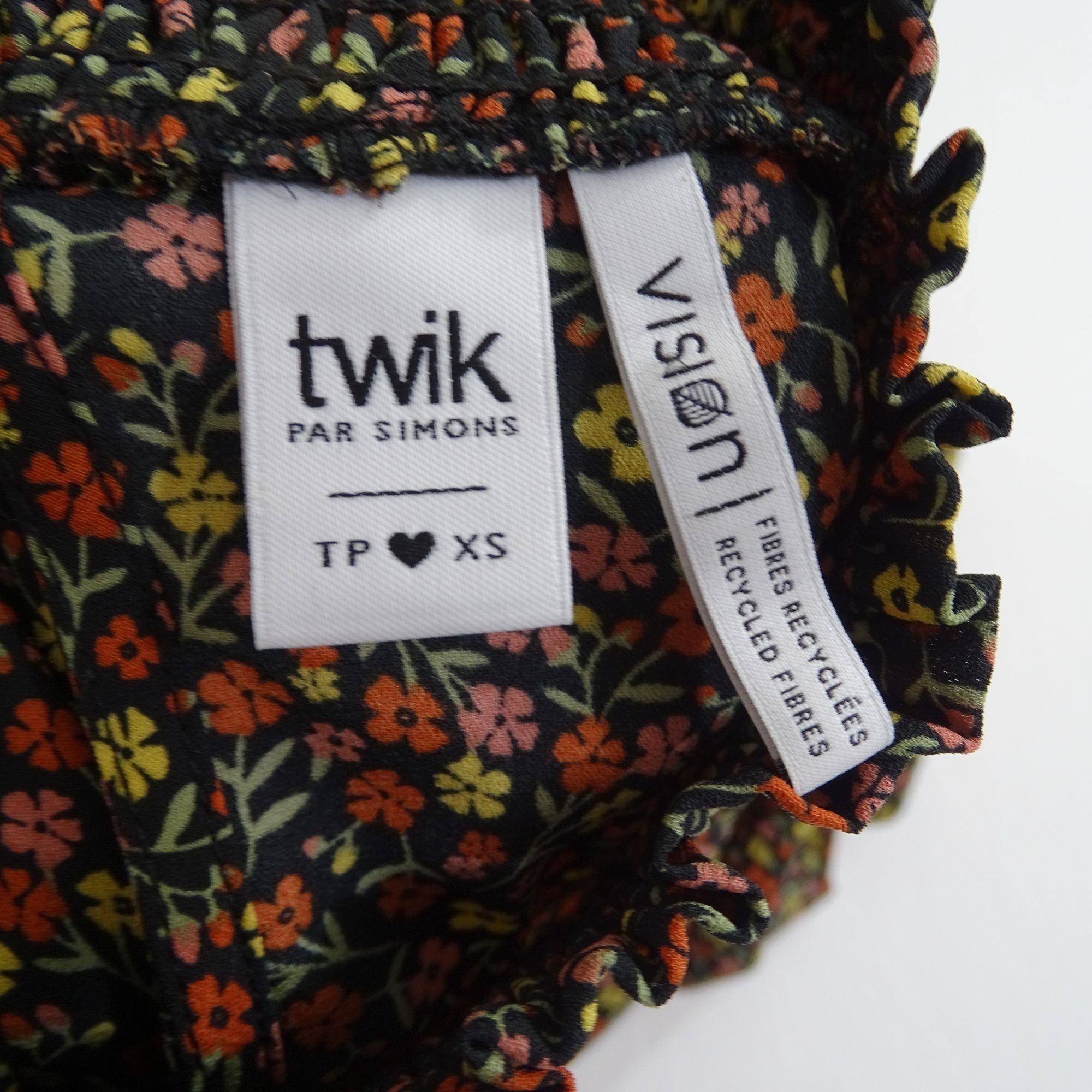 Simons Twik Par Simons Black Floral Long Sleeve Smocked High Neck Size XS / US 0-2 / IT 36-38 - 7 Thumbnail
