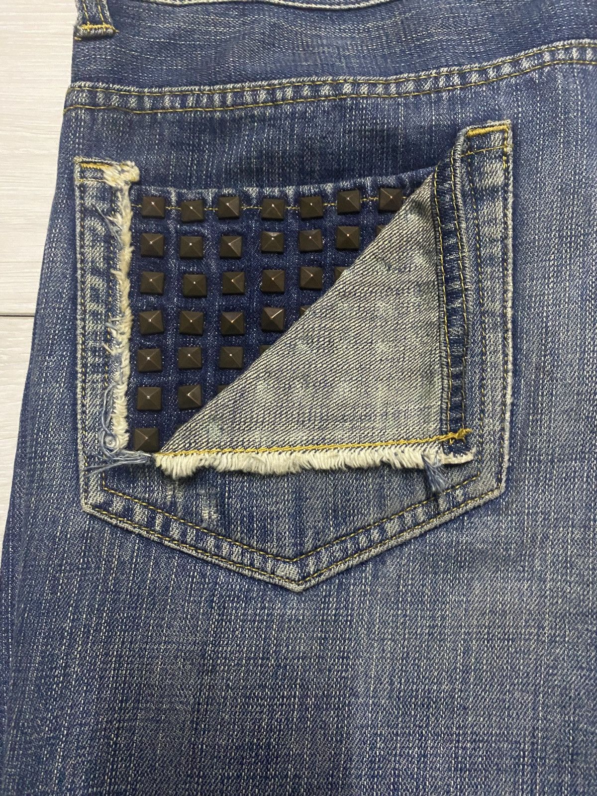 Le Grande Bleu (L.G.B.) Japanese L.B.H Vintage Blue Wash Spike Pocket Loose Jeans Size US 33 - 11 Thumbnail