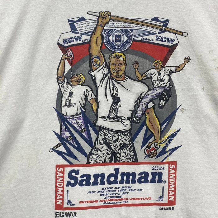 Vintage SANDMAN ECW Rare Vintage 90s Haru Design Wrestling Shirt