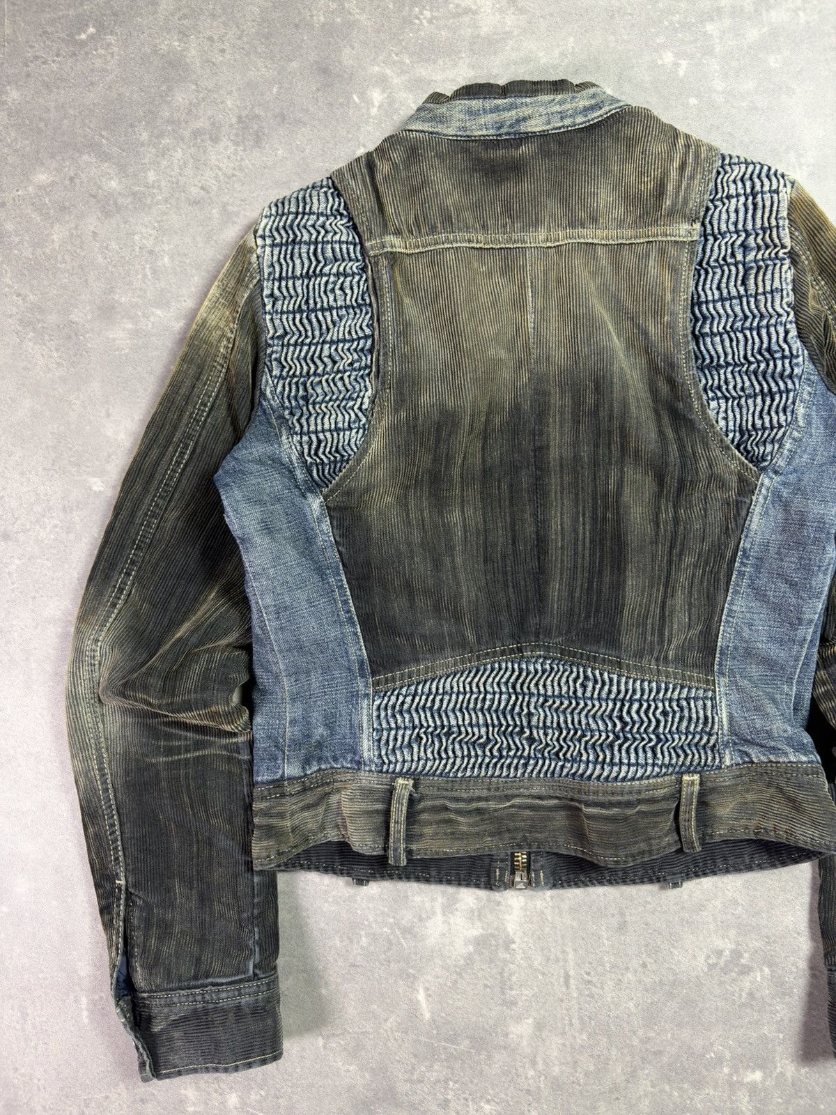 Diesel 00s Diesel Corduroy Racing Moto Cropped Denim Jacket M S Size M / US 6-8 / IT 42-44 - 15 Thumbnail
