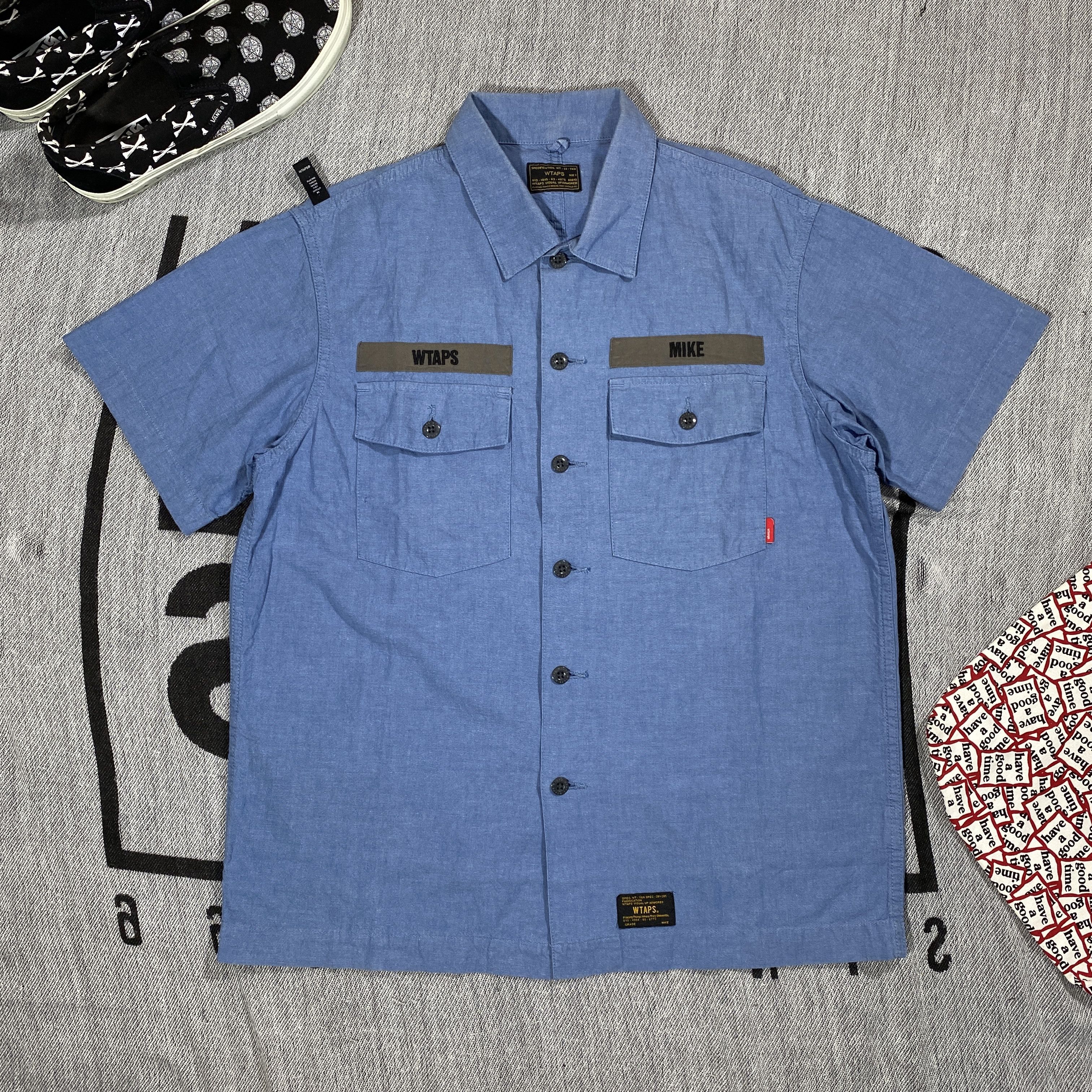 image of Wtaps Buds Ss Shirts Medium in Blue, Men's