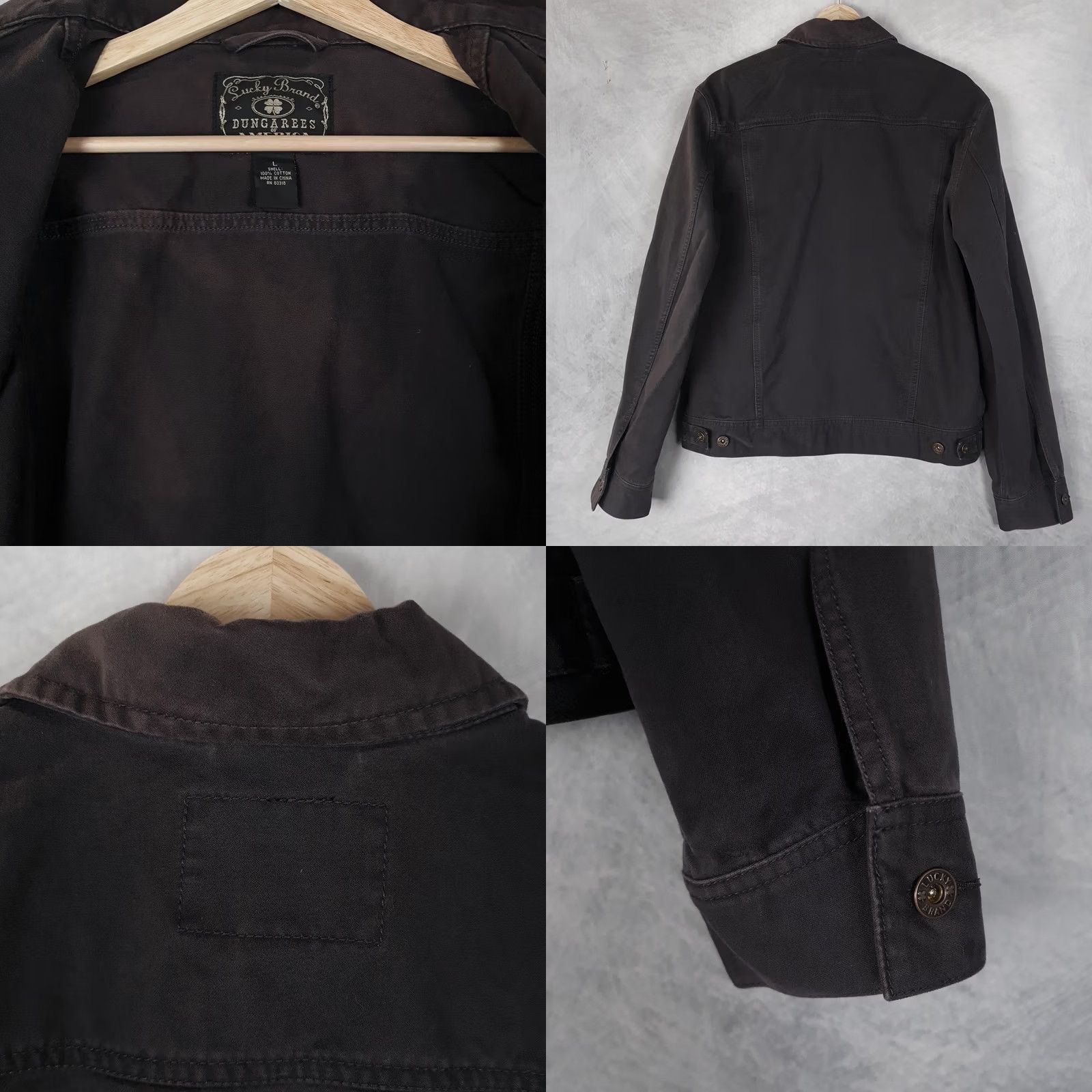 Lucky Brand Lucky Brand Trucker Jacket Mens Large Black Cotton Denim Button Front Workwear Size US L / EU 52-54 / 3 - 9 Thumbnail