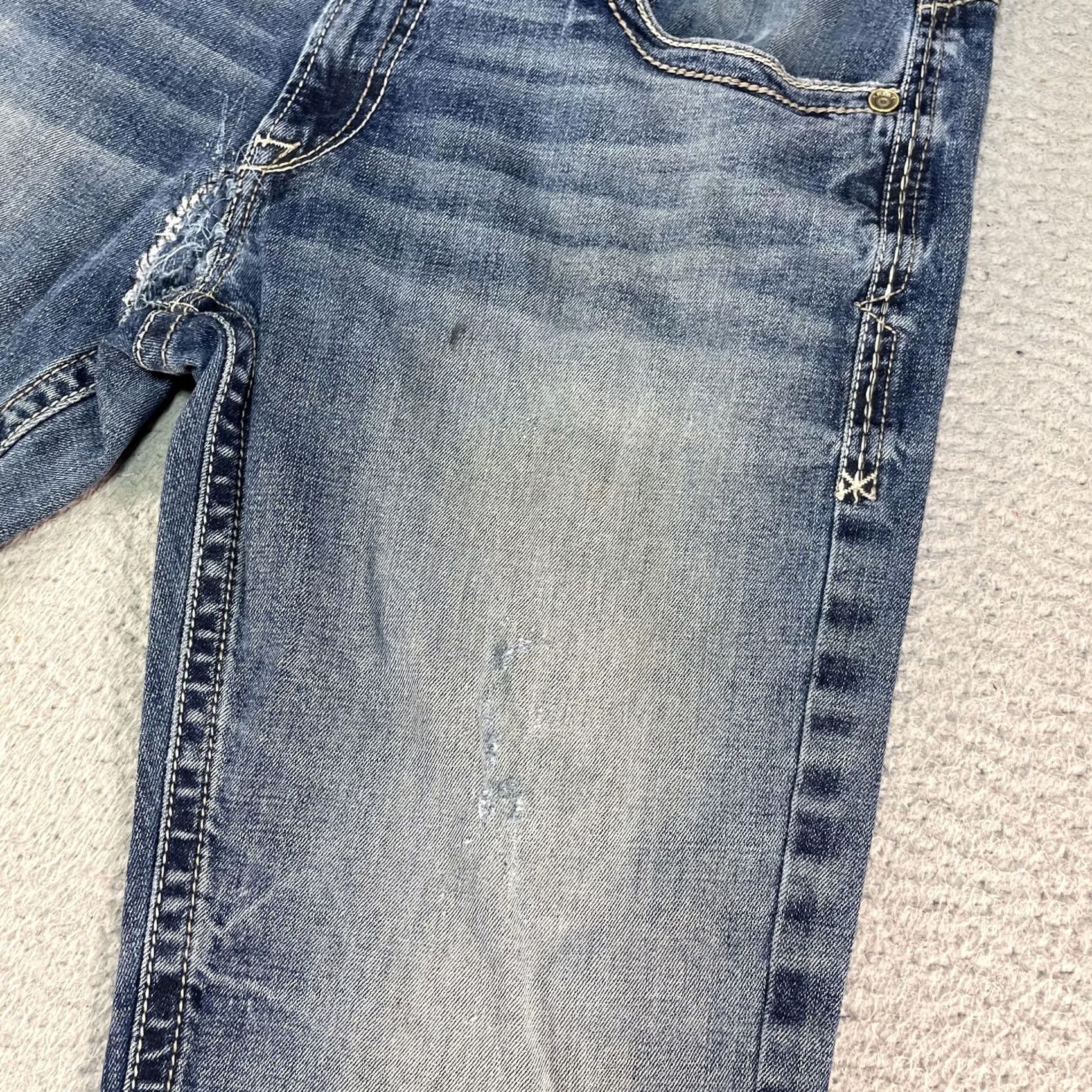 Ariat Ariat M5 Straight Fit Jeans Mens 38x32 Blue Denim Distressed Stretch Western Pockets Logo M5 Straight Fit Straight Leg Rodeo Anticipated Size US 38 / EU 54 - 4 Thumbnail