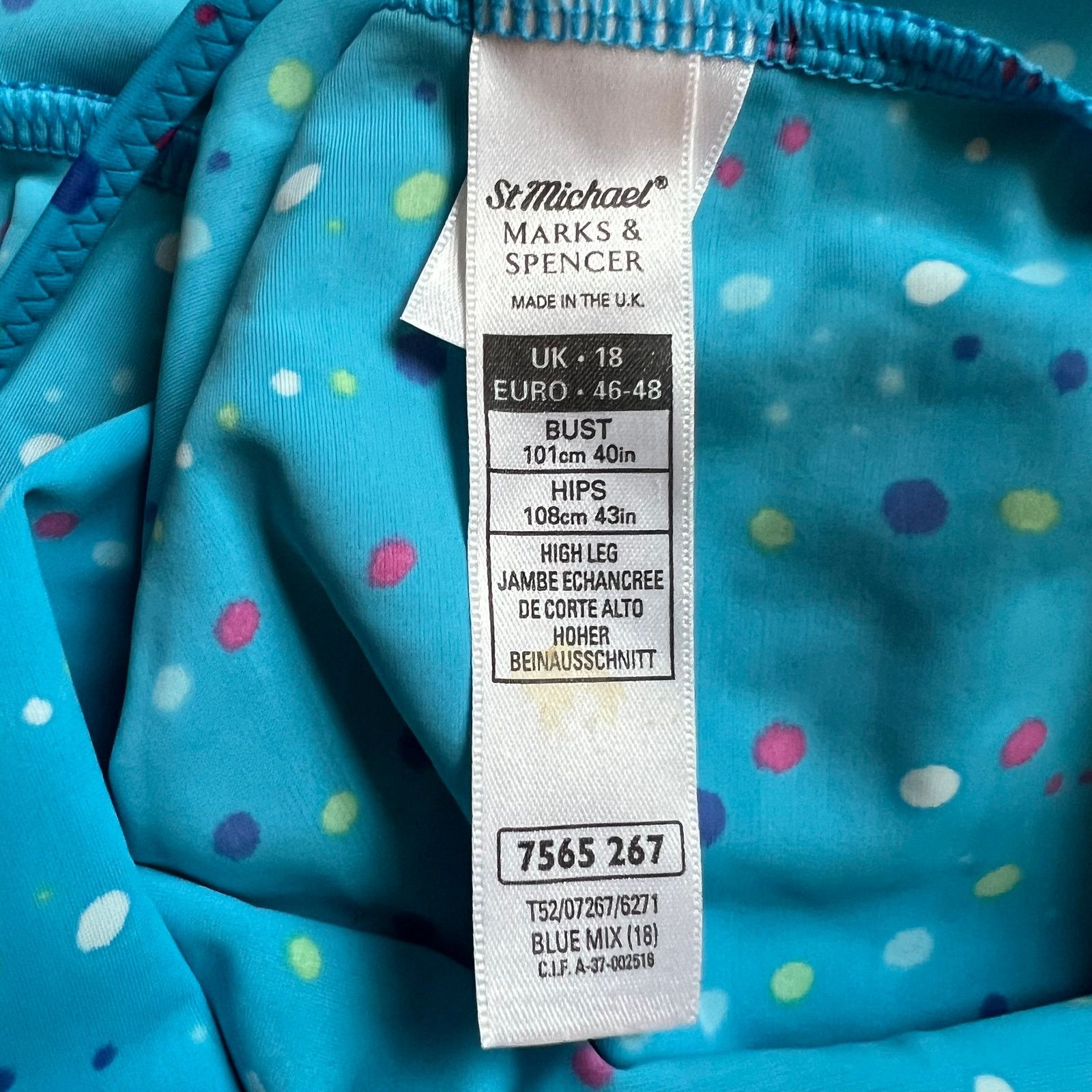 Marks & Spencer St. Michael Marks & Spencer Blue One Piece Swimsuit, US14 Size ONE SIZE - 5 Thumbnail