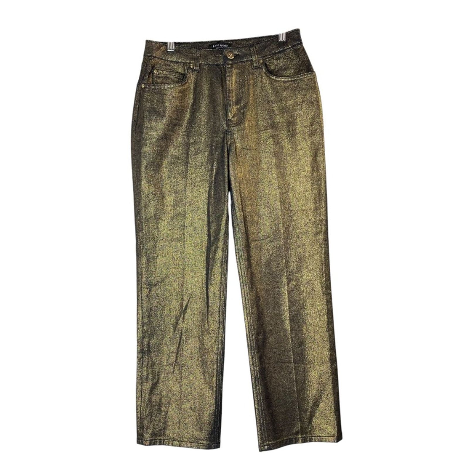 Kate Spade KATE SPADE Metallic Straight Leg Jean Pant Cropped Size 26 Size 26" / US 2 / IT 38 - 2 Thumbnail