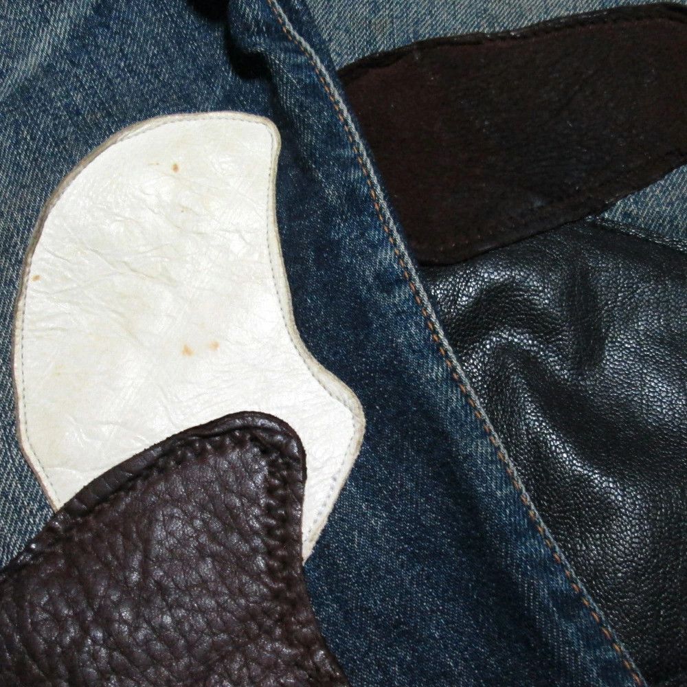 Yohji Yamamoto Yohji Yamamoto JEANS Leather patchwork denim pants Size US 34 / EU 50 - 6 Thumbnail