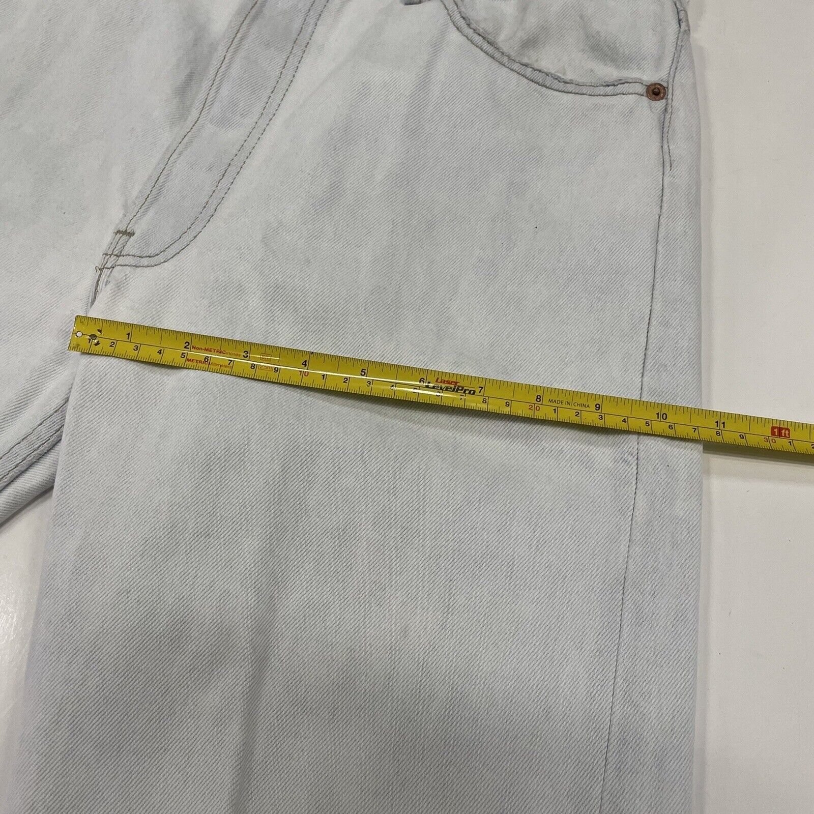 Levi's VTG 90’s Levi’s 501 White Straight Denim Blue Jeans 34x28 Size US 34 / EU 50 - 8 Thumbnail