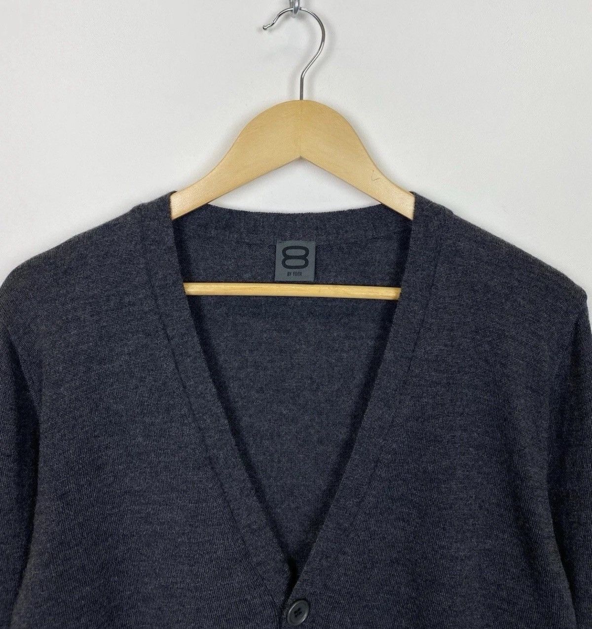 8 by YOOX 8 By Yoox V-Neck Merino Wool Cardigan Sweater Jumper Gray Size US M / EU 48-50 / 2 - 2 Thumbnail